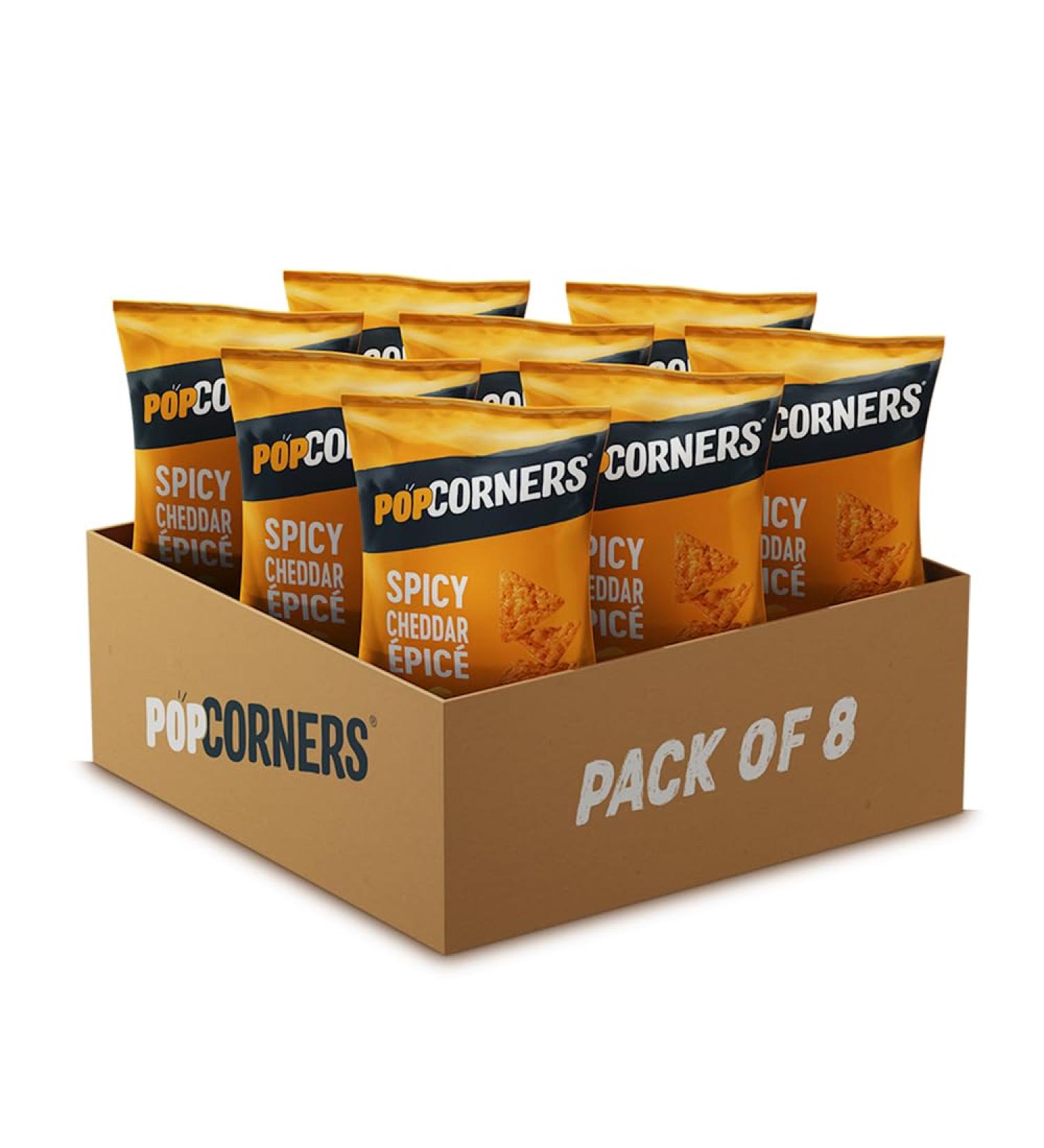 Popcorners Spicy Cheddar Popped-Corn Chips 142g Pack of 8 Spicy Cheddar 142 g (Pack of 8) - Buy Online on SooperMarket.com