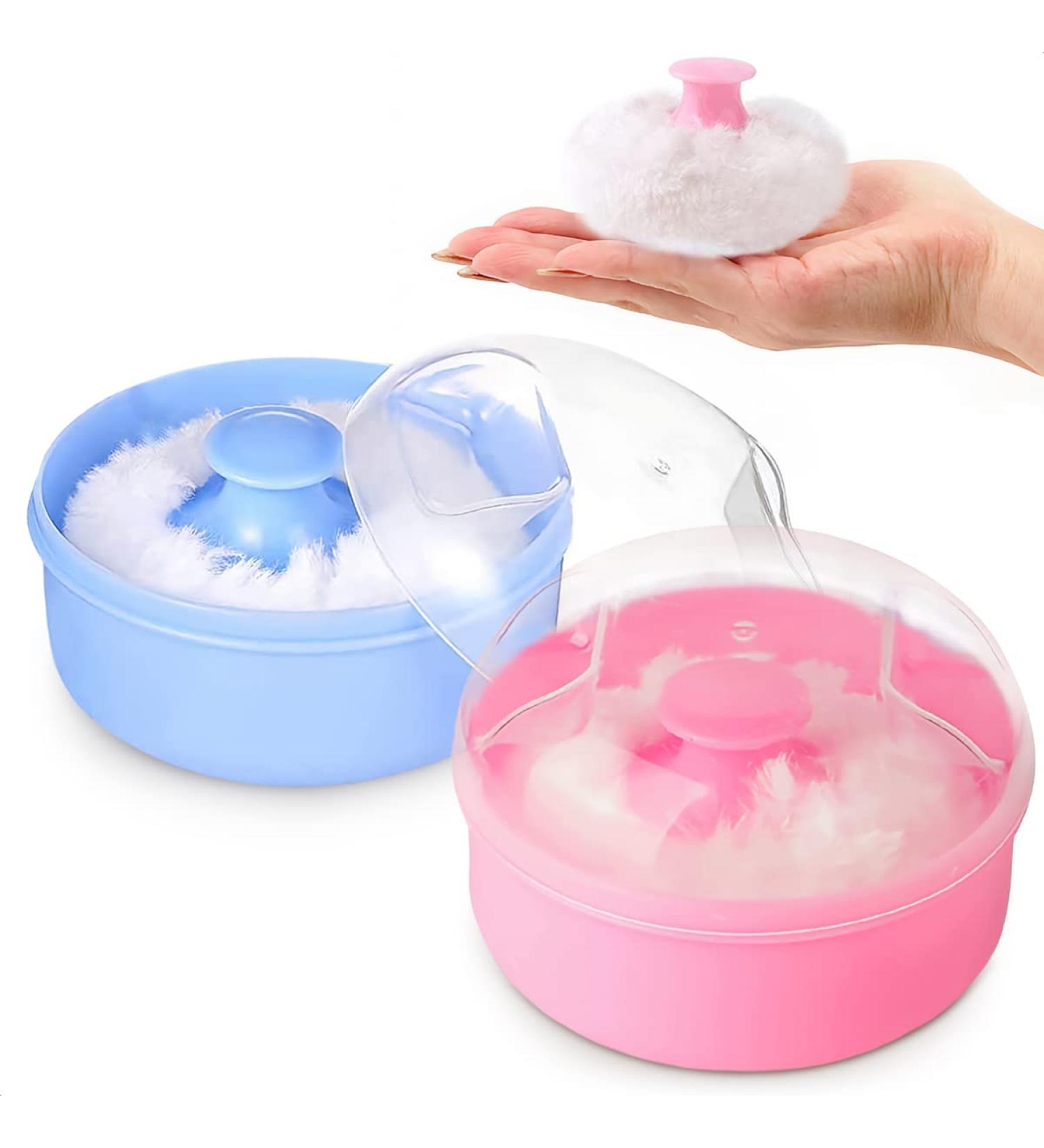 Baby Powder Container with Puff - 2Pcs Body Powder Puff Set for Bath and Travel - Talcum Powder Applicator Kit for Women - Buy Online on SooperMarket.com