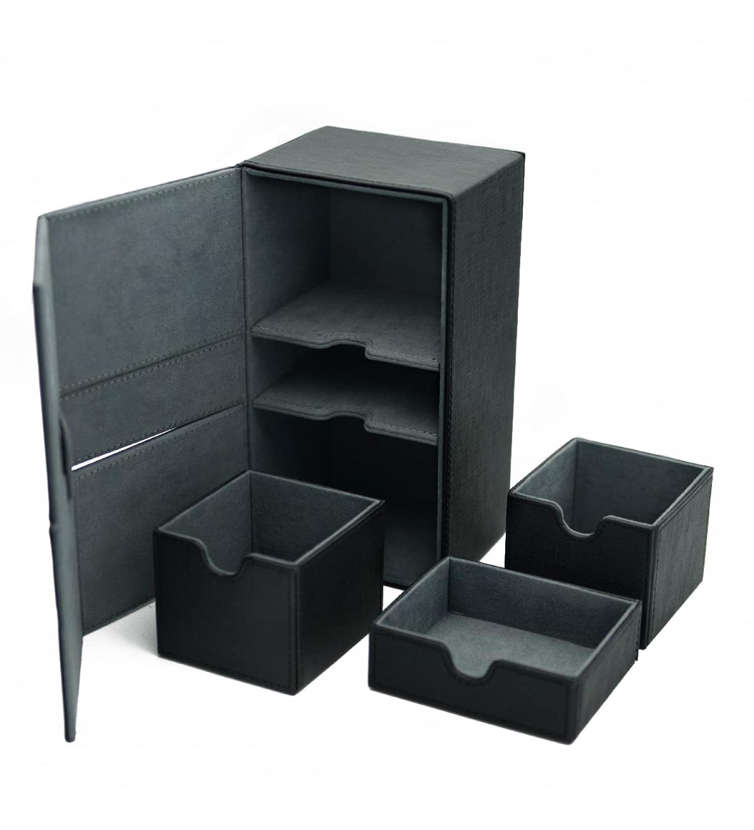 Scimi X-Large Premium Double Deck Box for 200+ Sleeved Cards - Elegant Black Cross Pattern - Buy Online on SooperMarket.com
