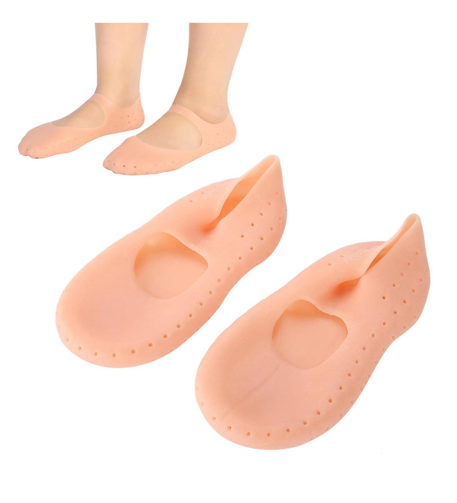 Silicone Socks Gel Moisturizing Socks Foot Anti-Cracking Protector Foot Care Tool Prevention Socks Relieve Plantar Fasciitis Pain Heel Bone Spur Pain Soften Dead Skin Dry Cracked Yellowish Pink M - Buy Online on SooperMarket.com