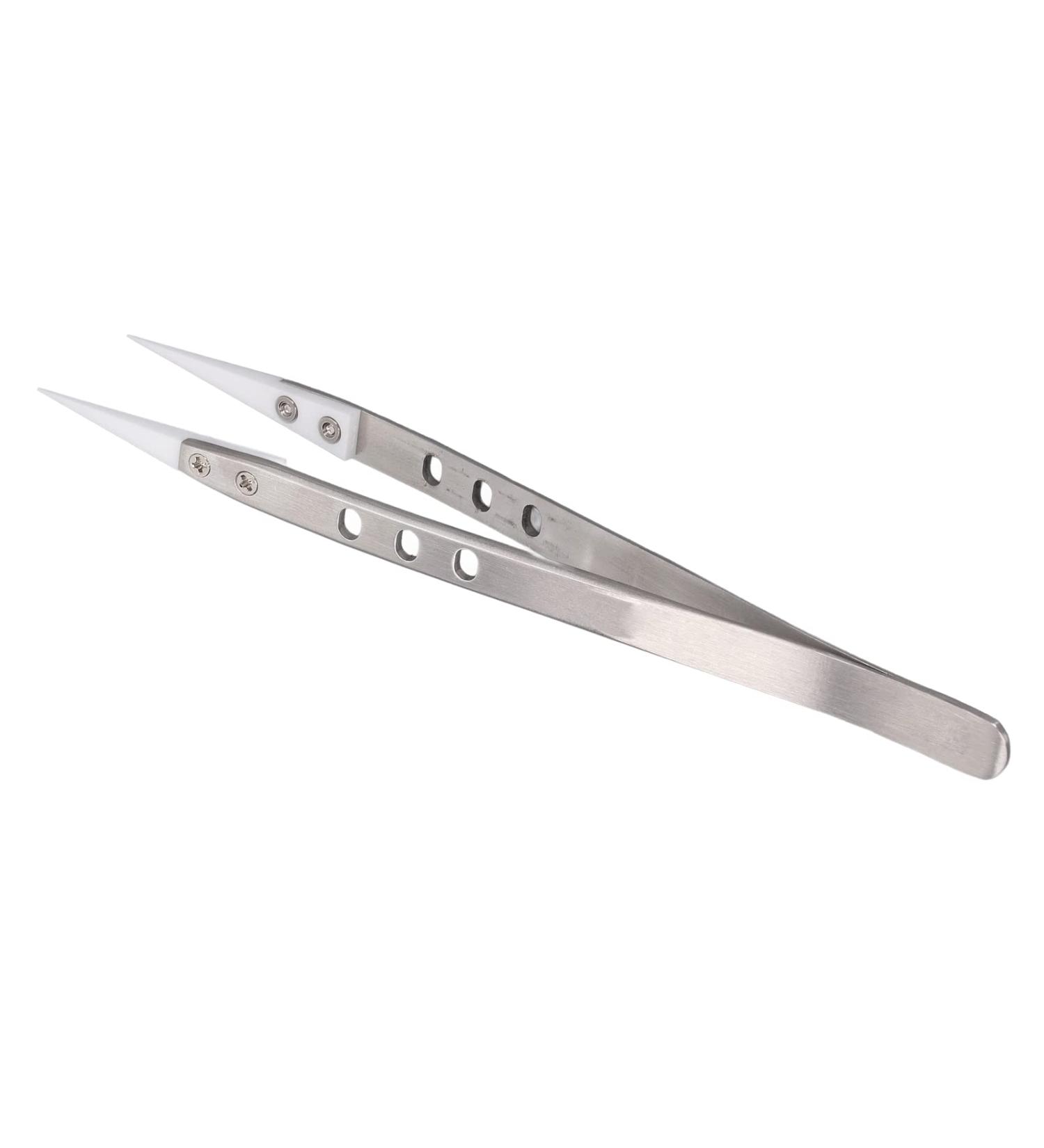 Straight Head Tweezers Tweezer Straight Tip Tweezers Straight Head Fine Tip Stainless Steel Ceramic Anti Magnetism Jumper Repair Tweezers Tweezer - Buy Online on SooperMarket.com