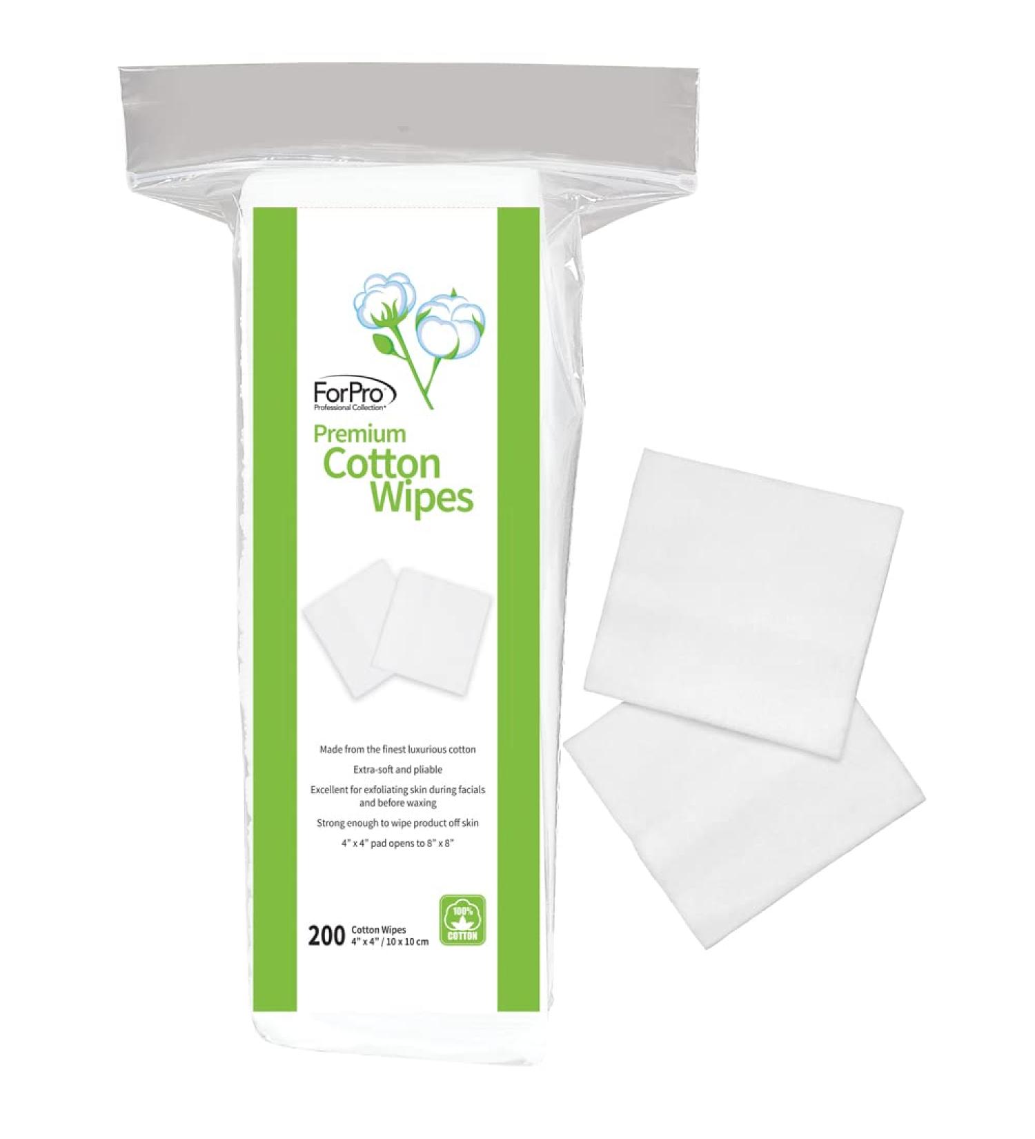 ForPro Premium Cotton Wipes - 100% Cotton, Extra-Soft for Cosmetic Nail & Personal Care - 200-Count - Buy Online on SooperMarket.com