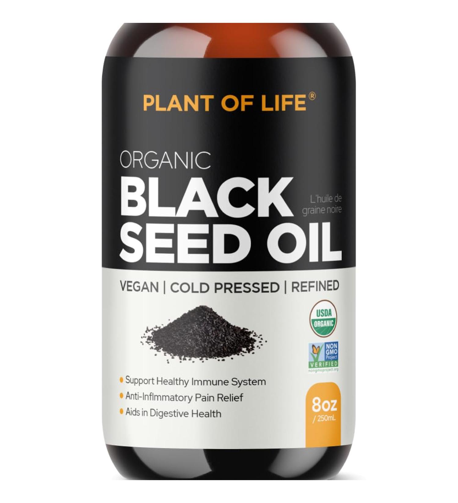 Plant of Life Black Seed Oil - Maximum Strength 3X Thymoquinone Plant-Based Vegan 100% Cold-Pressed Nigella Sativa Cumin Seed Oil (Non-GMO & Pure) - Buy Online on SooperMarket.com
