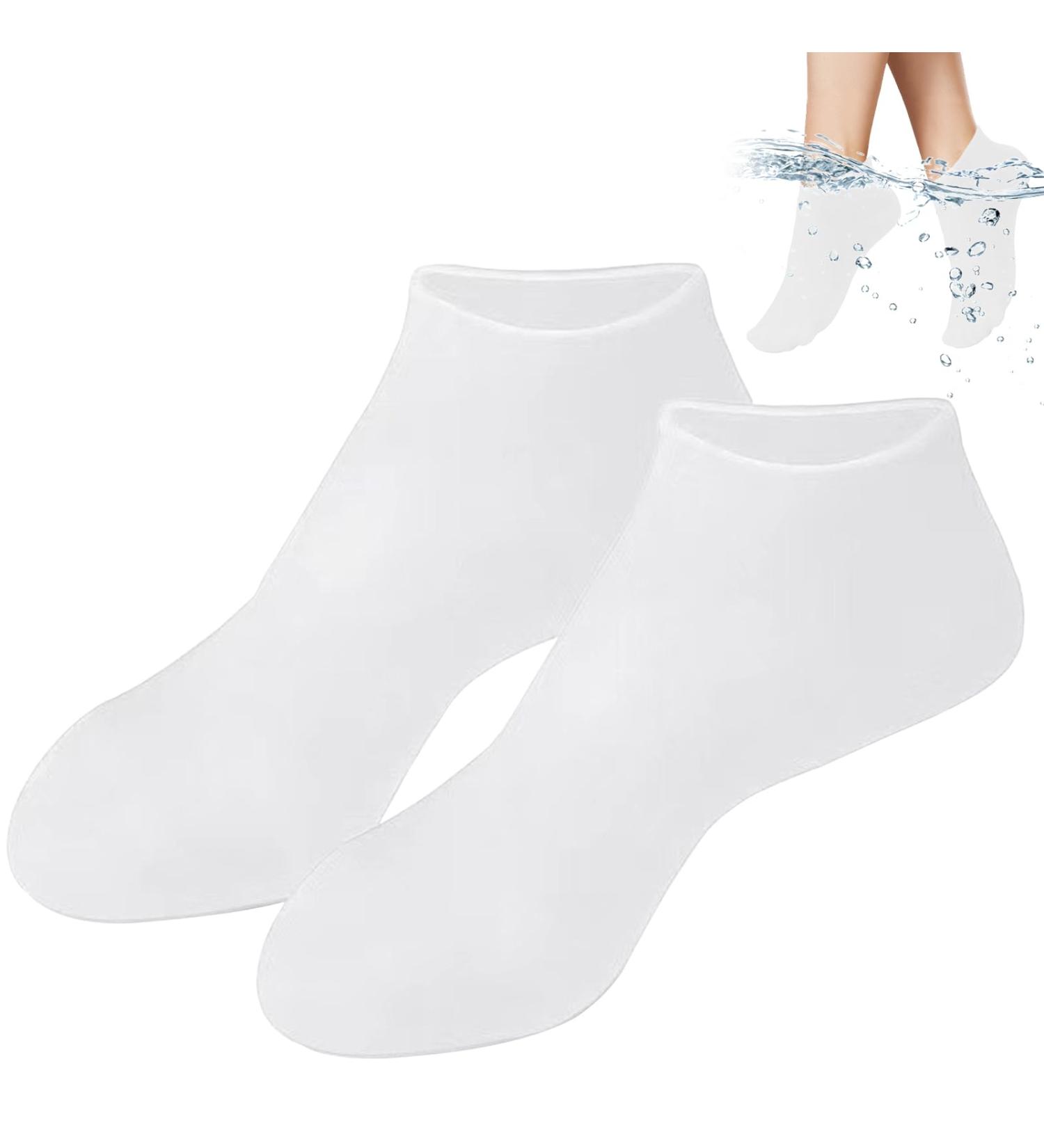 Silicone Moisturizing Socks Women Foot Spa Pedicure Silicone Socks Foot Mask Exfoliating Beach Protective Gel Socks Anti Slip Aloe Socks for Dry Cracked Feet Calluses Foot Care (White) - Buy Online on SooperMarket.com