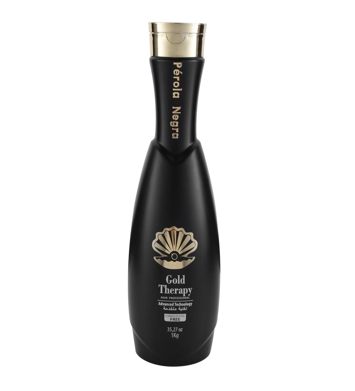 Perola Negra Gold Therapy Hair Treatment - Brazilian Keratin Formaldehyde Free 35.2 Fl. Oz - Best Blowout & Hair Straightening Solution - Buy Online on SooperMarket.com