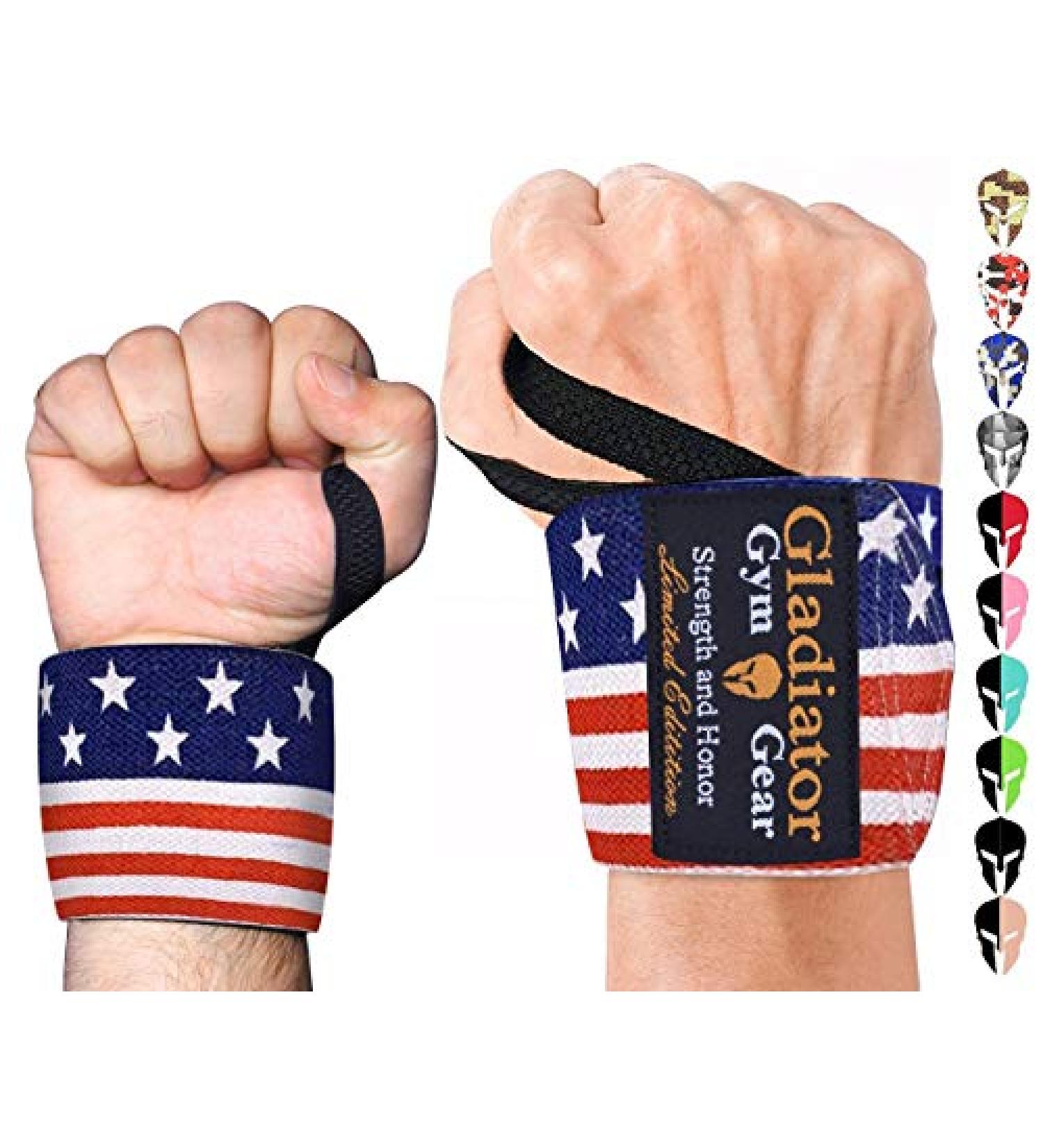 Gladiator 18 American Flag Wrist Wraps for Weightlifting - Unisex 18-Inch Lifting Straps - Buy Online on SooperMarket.com