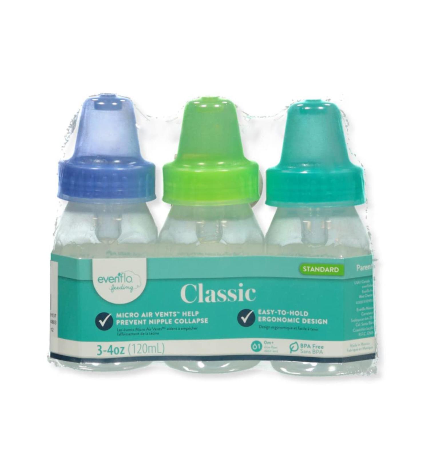 Evenflo Baby Big Boys' 3-Pack Baby Bottles - Mint/Blue one Size