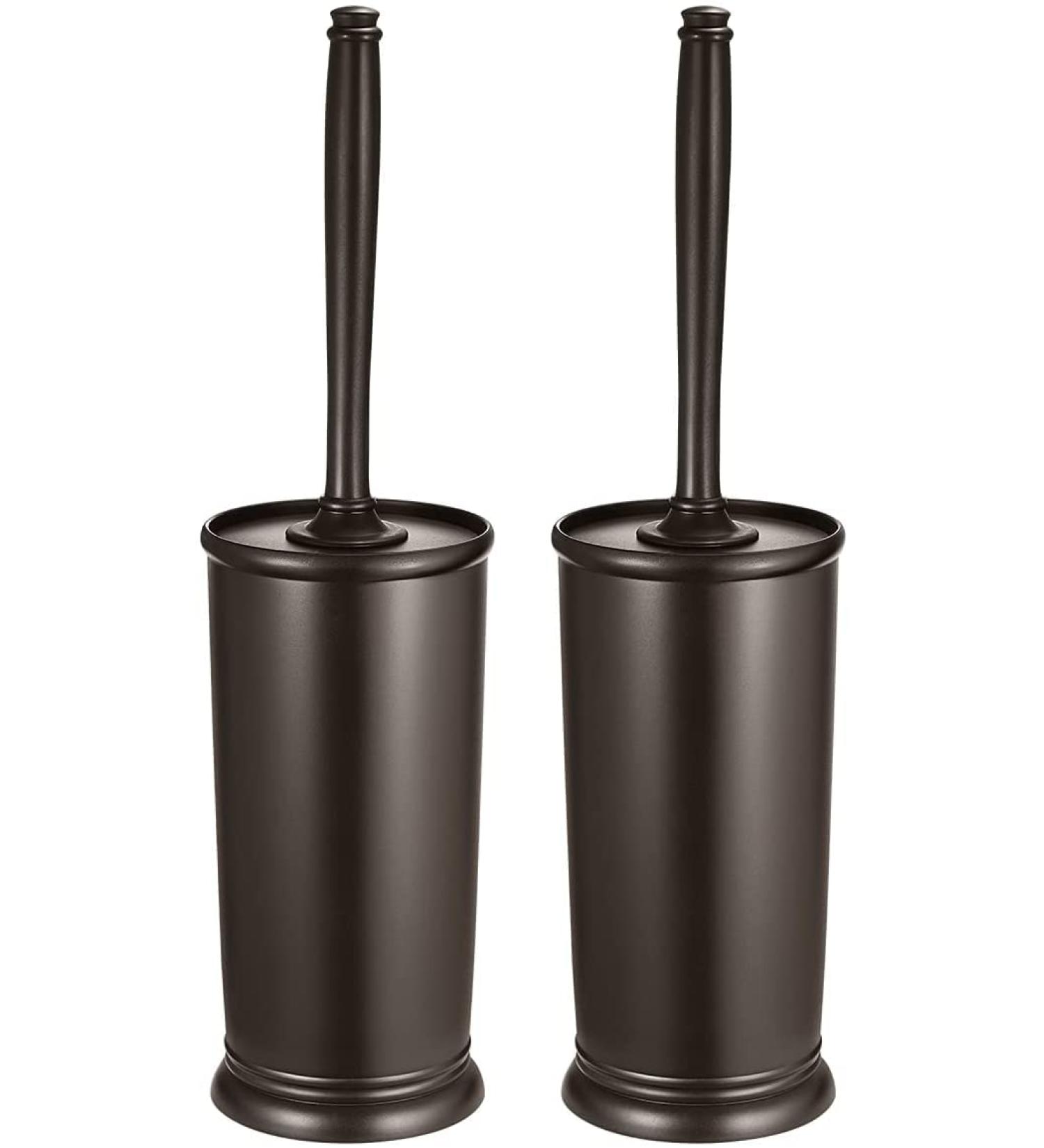 Toilet Bowl Brush Holder Set: 2 Pack Modern Deep Cleaning Bathroom Toilet Scrubber with Caddy for rv - Rim Decorative Accessories Cleaner Brushes for Toilet - Bronze A-bronze - Buy Online on SooperMarket.com