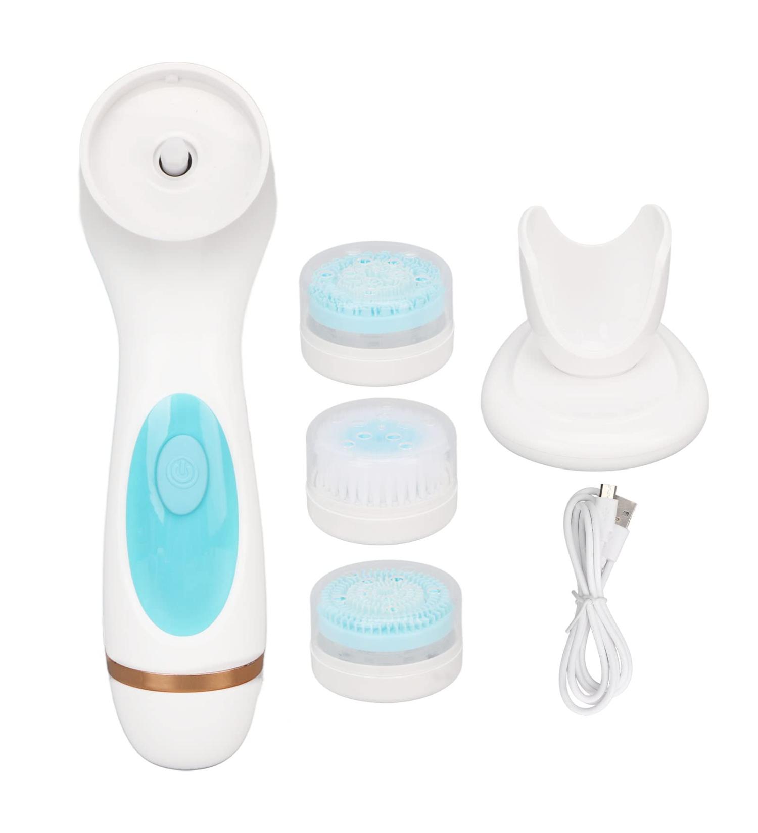 Face Wash Electric Cleaner Rechargeable with Multi Effect Skin Care Counter Rotating Head for Deep Cleansing and Vibration Beating Function 3 Brush Heads for Skin Exfoliating - Buy Online on SooperMarket.com