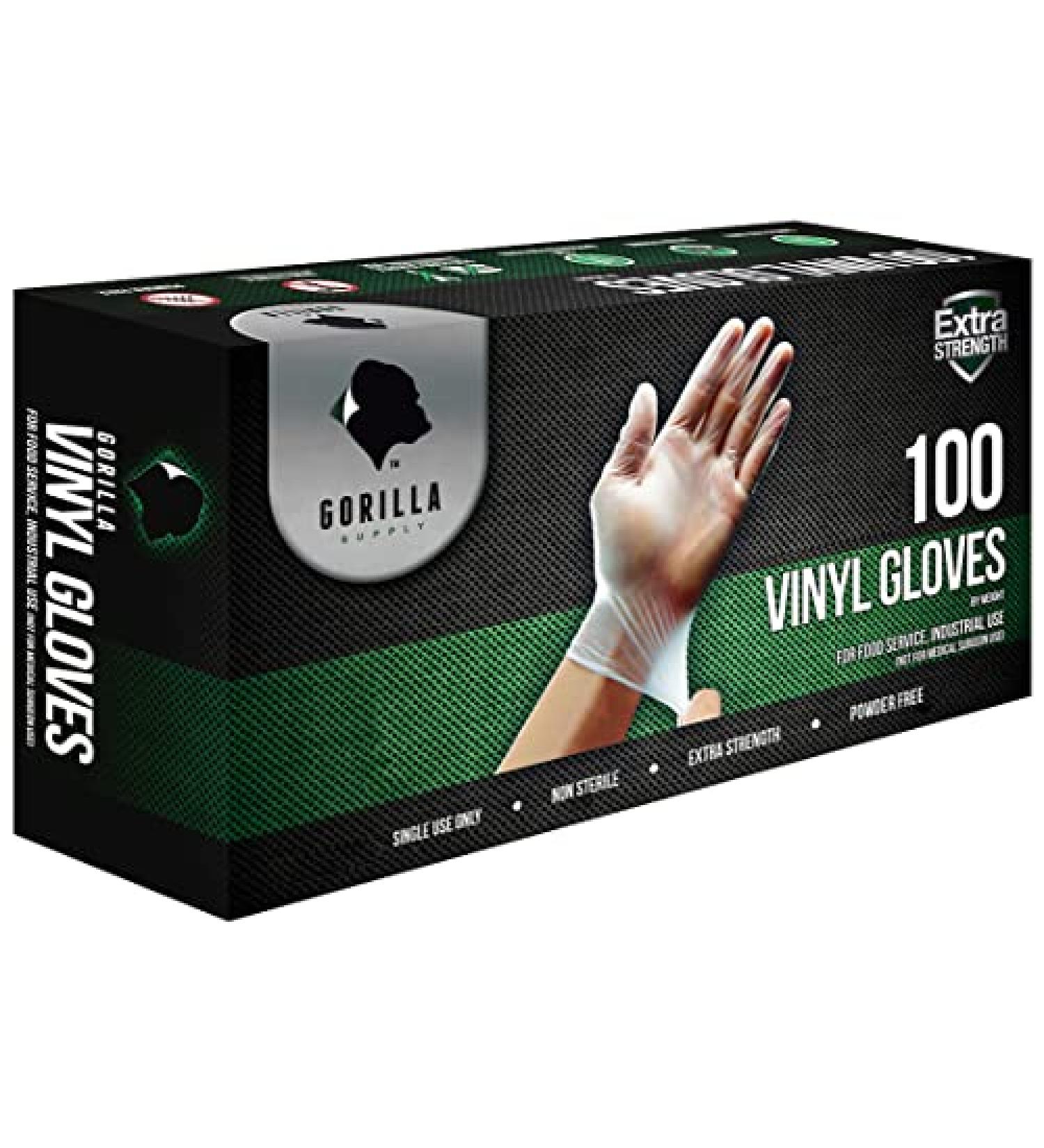 GORILLA SUPPLY Disposable Heavy Duty Vinyl Gloves Latex & Powder Free  BPA Free Food Safe  100  300  1000  S  M  L  XL 10 Medium - Buy Online on SooperMarket.com