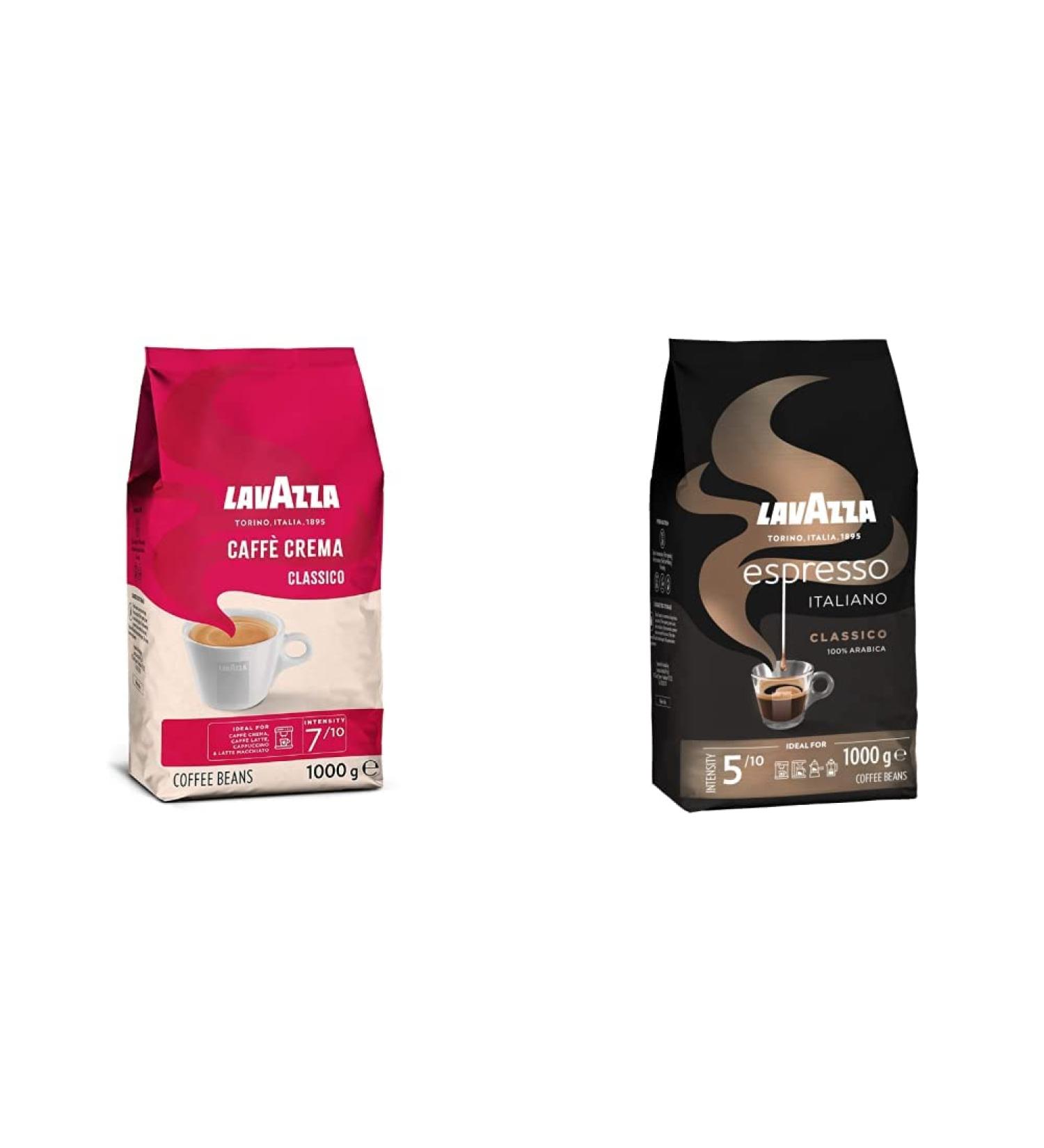Lavazza Caff Crema Classico Coffee Beans Arabica and Robusta Cocoa and Wood Notes Intensity 7/10 Medium Roasting 1 Kg & Espresso Italiano Arabica Medium Roast Coffee Beans 1kg - Buy Online on SooperMarket.com