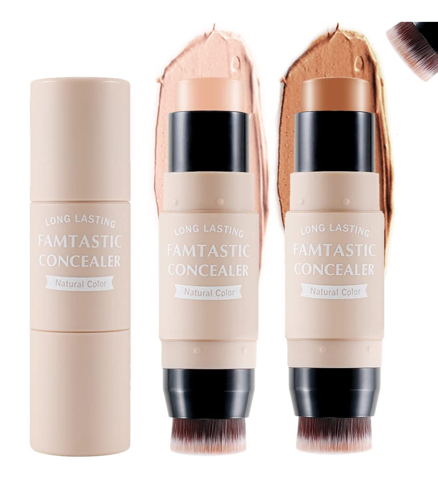 Erinde 2PCS Contour Foundation Stick with Brush Highlighter Bronzer Pen Face Brightens Shades Pencil Highlighting Shade Highlight Shaping Stick Waterproof Longwear Makeup (#01+#04). #04+#01 - Buy Online on SooperMarket.com
