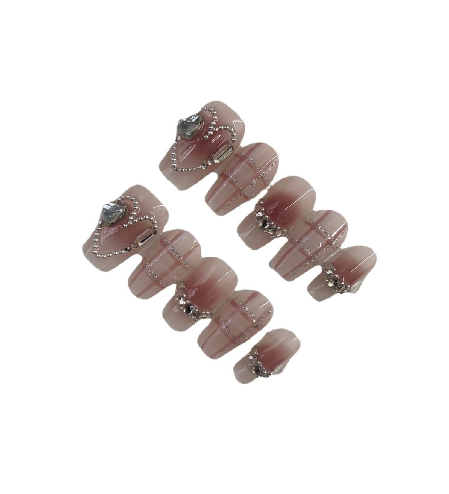 Manual phototherapy wearing nail pattern Sweetheart powder blusher love hand-painted nail pattern nail paste wearing nail (Color : A Size : L) - Buy Online on SooperMarket.com
