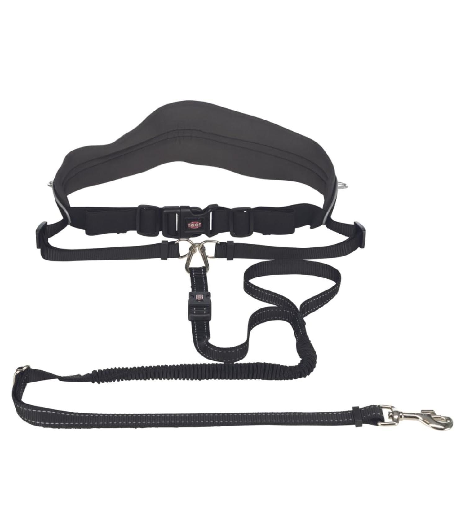 Trixie Dog Jogging Line with Belly Belt (M-L) - 1.10-1.50m 20mm - Ideal Leash for Medium to Large Dogs - Black/Graphite - Perfect for Sports & Activities - Buy Online on SooperMarket.com
