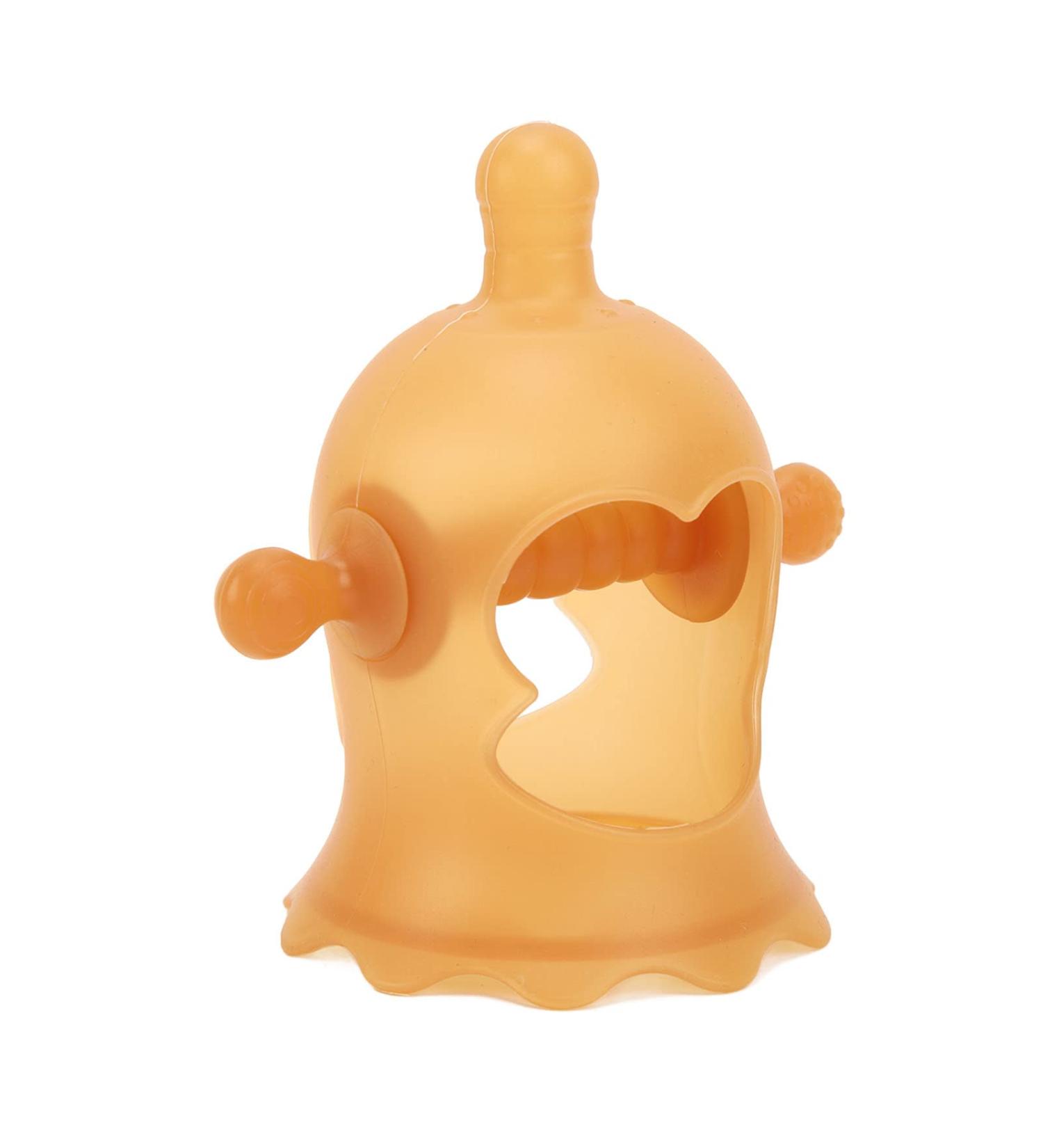 Wrist Hand Teether with 3 Realistic Pacifiers - Silicone Grind Teeth Safe Baby Teether for Gum Discomfort Relief (Brown) - Buy Online on SooperMarket.com