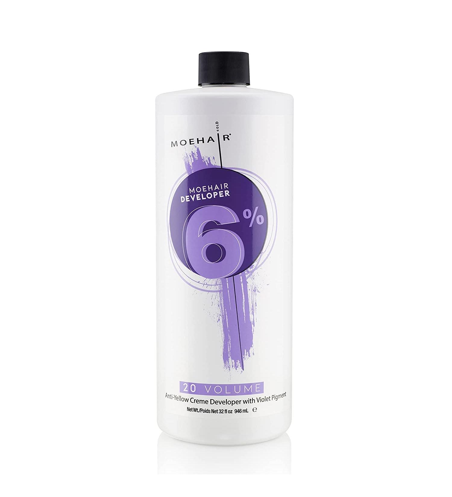 Buy Moehair Anti Yellow Hair Color Developer 20 Volume - 6% Hydrogen Peroxide with Violet Pigment | Professional Hair Coloring & Bleaching 32 Fl Oz - Buy Online on SooperMarket.com