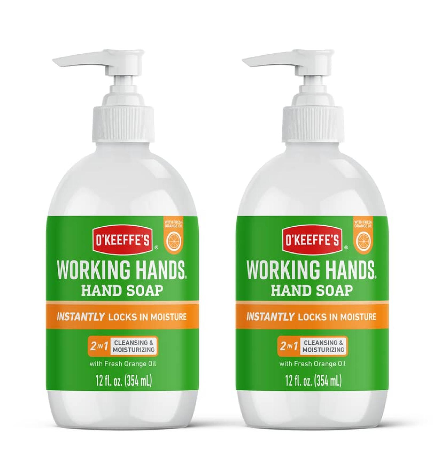 O'Keeffe's Working Hands Orange Scented Hand Soap 2 x 354ml Gentle & Nourishing | 2-in-1 Cleansing & Moisturising Hand Wash 177 ml (Pack of 2) - Buy Online on SooperMarket.com