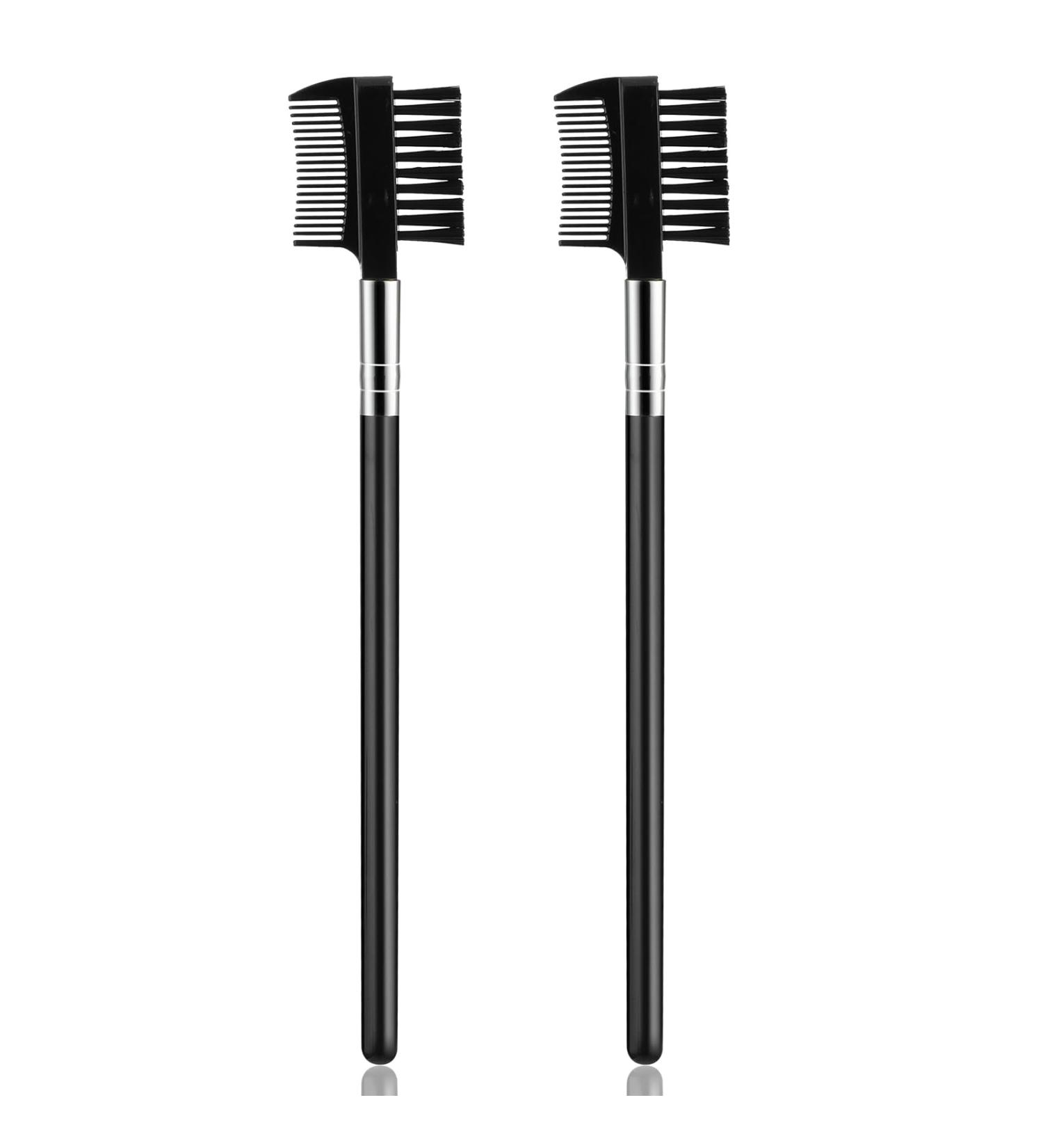 2Pcs Eyelash Brush Comb & Eyebrow Brush Set - Reusable Dual Applicator for Eyelash Extensions | Perfect Makeup Accessory - Buy Online on SooperMarket.com