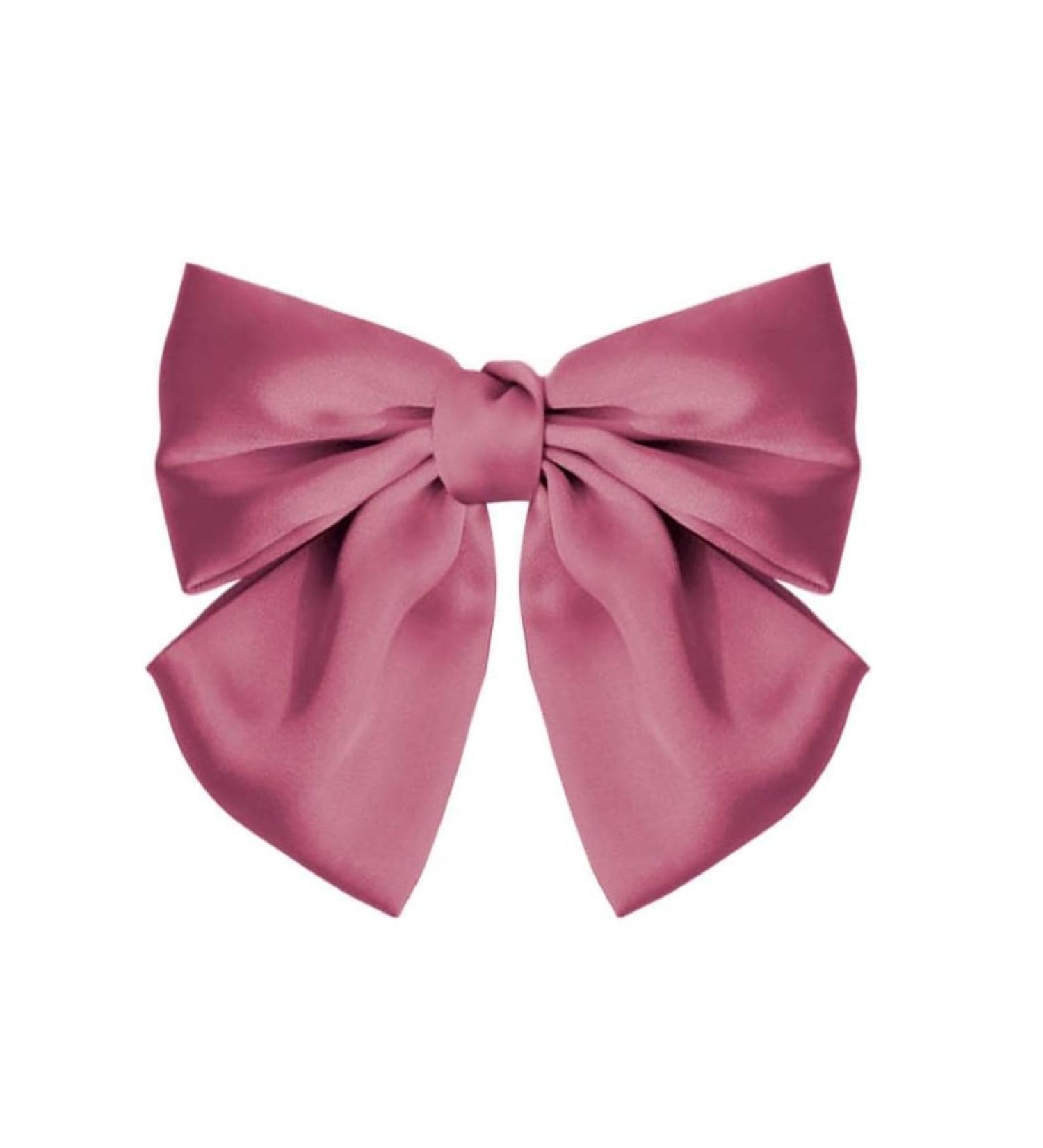2PCS Silky Satin Hair Bows Hair Clip Black Hair Ribbon Ponytail Holder Accessories Slides Metal Clips Hair Bow for Women Girls Toddlers Teens Kids (Bow Clip-Pink) - Buy Online on SooperMarket.com