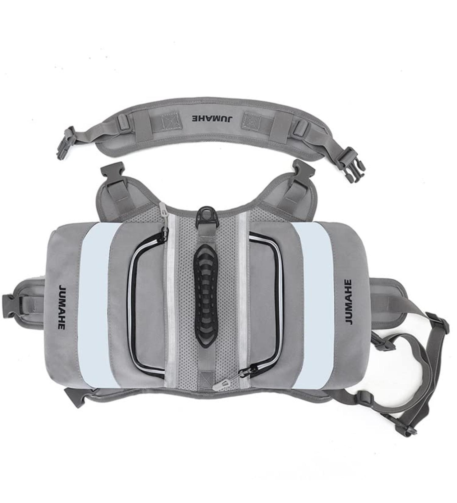 NP Dog Saddle Bags Dog Harness Backpack with Reflective Tape Waterproof Adjustable Wiring Harness Vest for Medium Large Dogs for Hiking Travel Camping (Grey) - Buy Online on SooperMarket.com