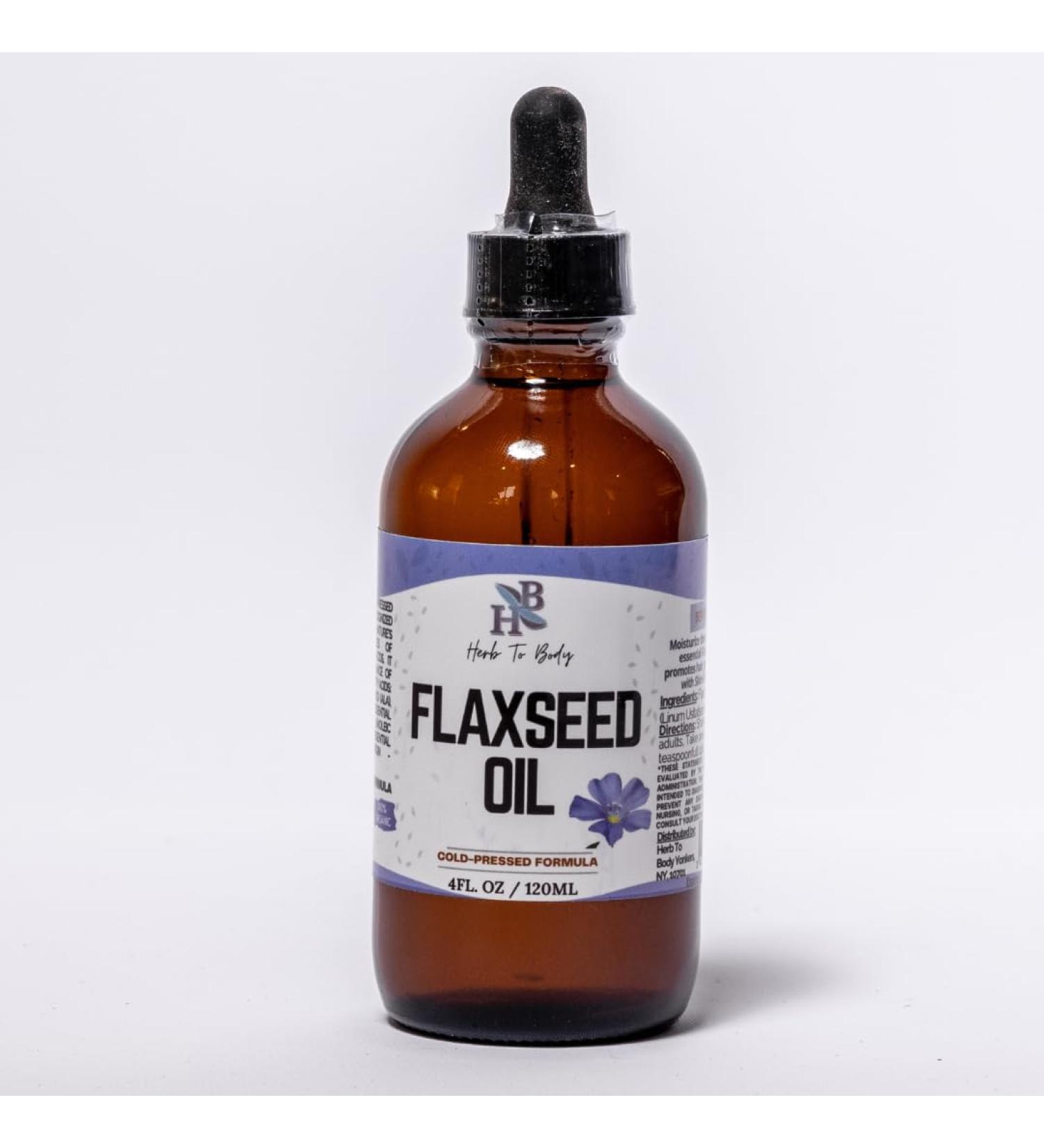 Organic Flaxseed Oil 4oz - Cold Pressed for Hair Growth & Skin Moisturizer - Essential Fatty Acids - Buy Online on SooperMarket.com