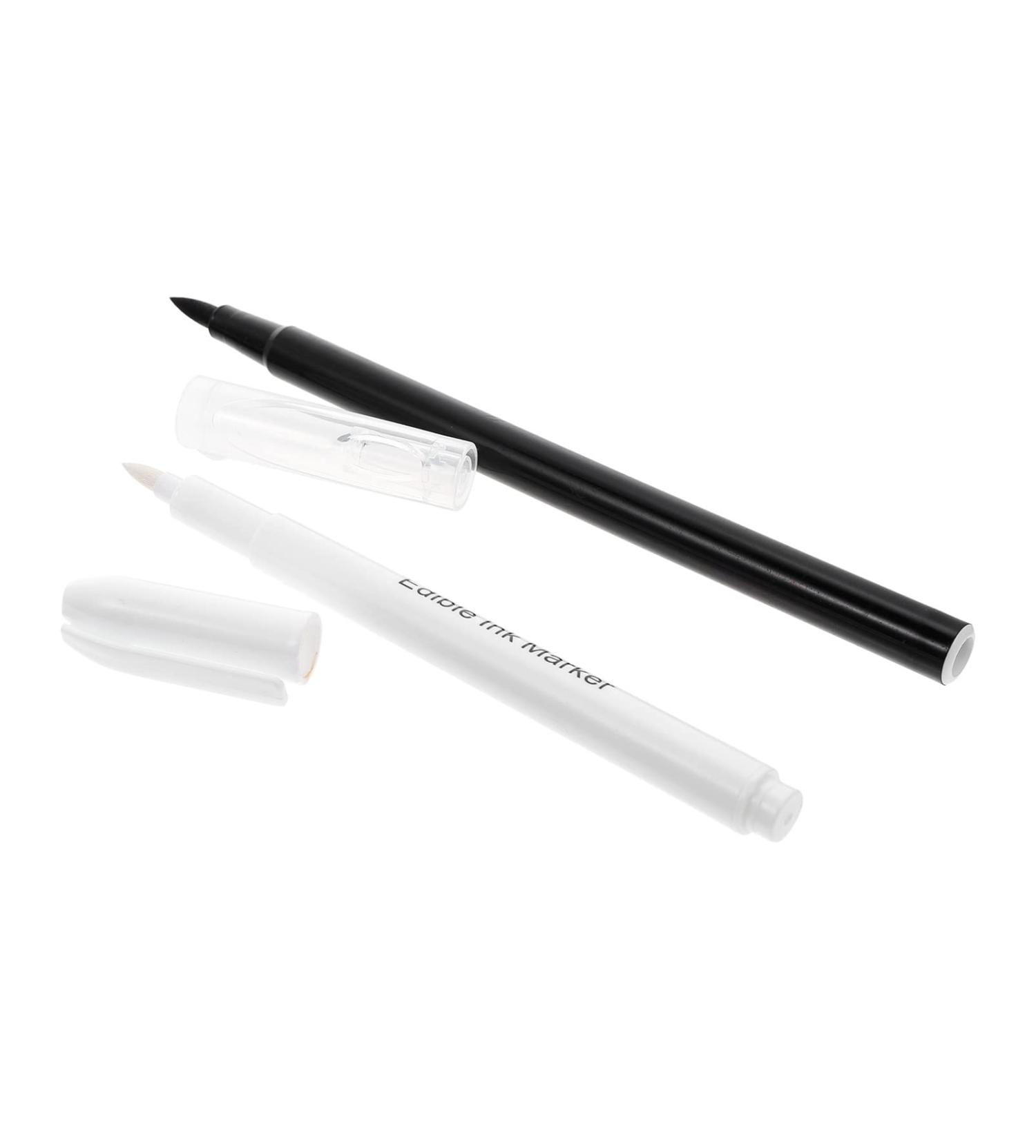 Cabilock 2pcs Can Be Food Coloring Pen White Marker Food Colour Pens White Icing Pens Baking Markers Plastic Black White - Buy Online on SooperMarket.com