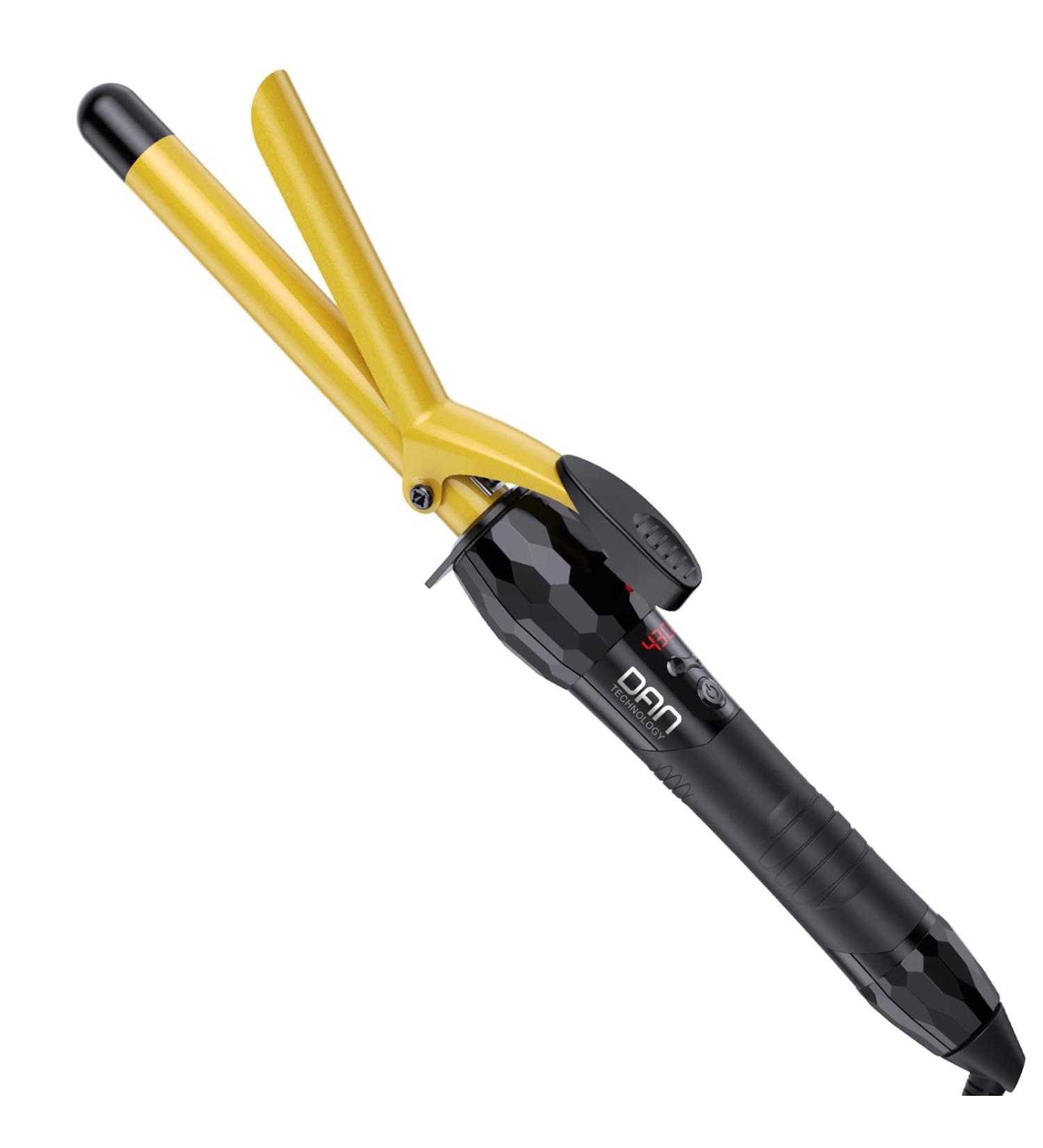 DAN Technology 3/4 Inch Tourmaline Ceramic Hair Curling Iron - Fast Heating LCD Screen Auto Off | Ideal for DIY & Salon Use (Gold Black - Buy Online on SooperMarket.com