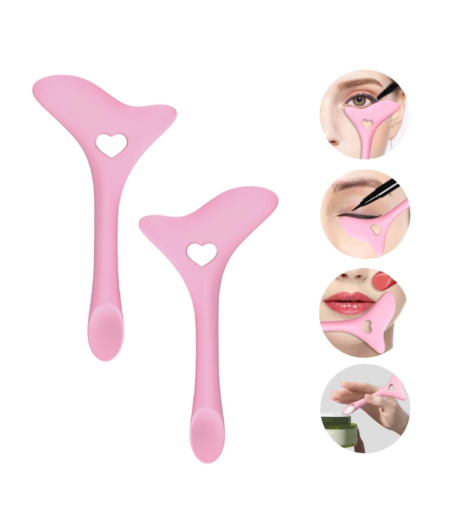 2pcs Silicone Eyeliner Stencils: Winged Tip & Eyebrow Pencil | Reusable & Multifunctional Eye Makeup Tool Kit - Pink - Buy Online on SooperMarket.com