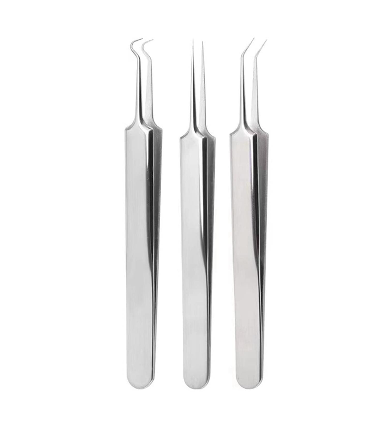 Acne Clips Set - 3-Part Cell Clip Pinchette & Blackhead Remover Tool for Beauty Salon & Home Use - Silver - Buy Online on SooperMarket.com
