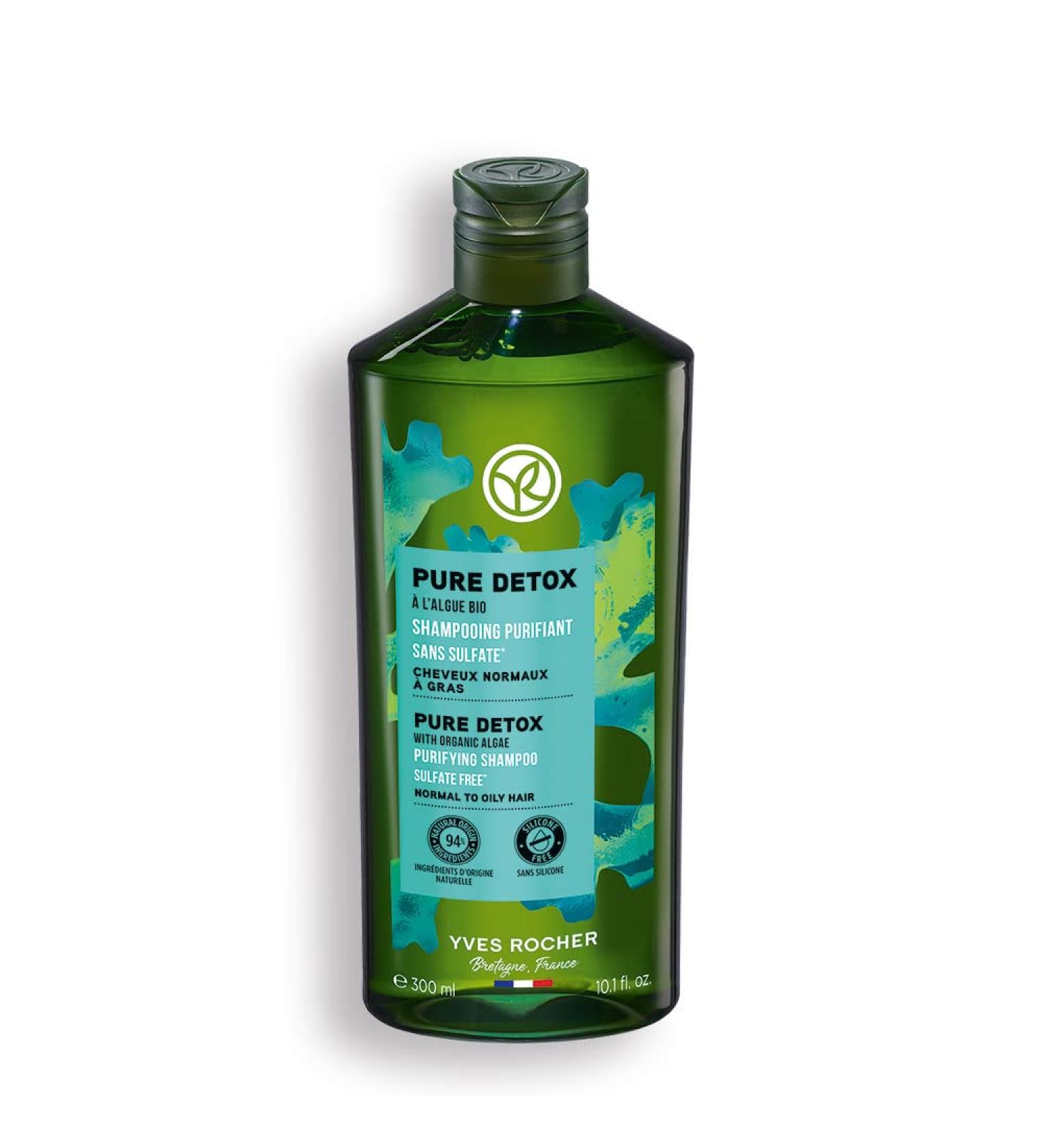 Yves Rocher Pure Detox Organic Algae Shampoo - Sulfate Free for Normal & Oily Hair | 300 ml - Buy Online on SooperMarket.com