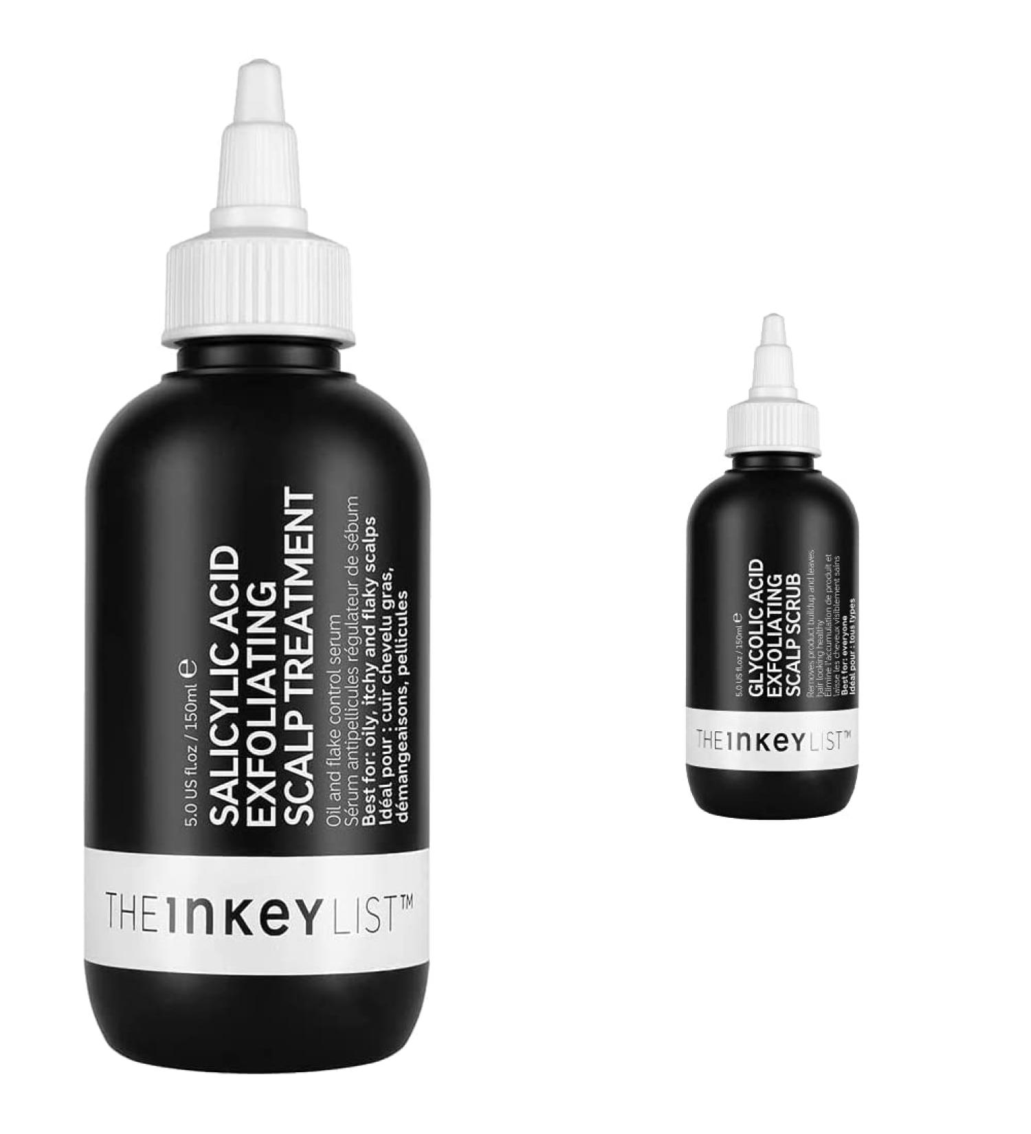 The INKEY List 2% Salicylic Acid Exfoliating Scalp Treatment to Reduce Flakes Itchiness and Control Oiliness 150ml & 7% Glycolic Acid Exfoliating Scalp Scrub to Remove Dead Skin 150ml - Buy Online on SooperMarket.com