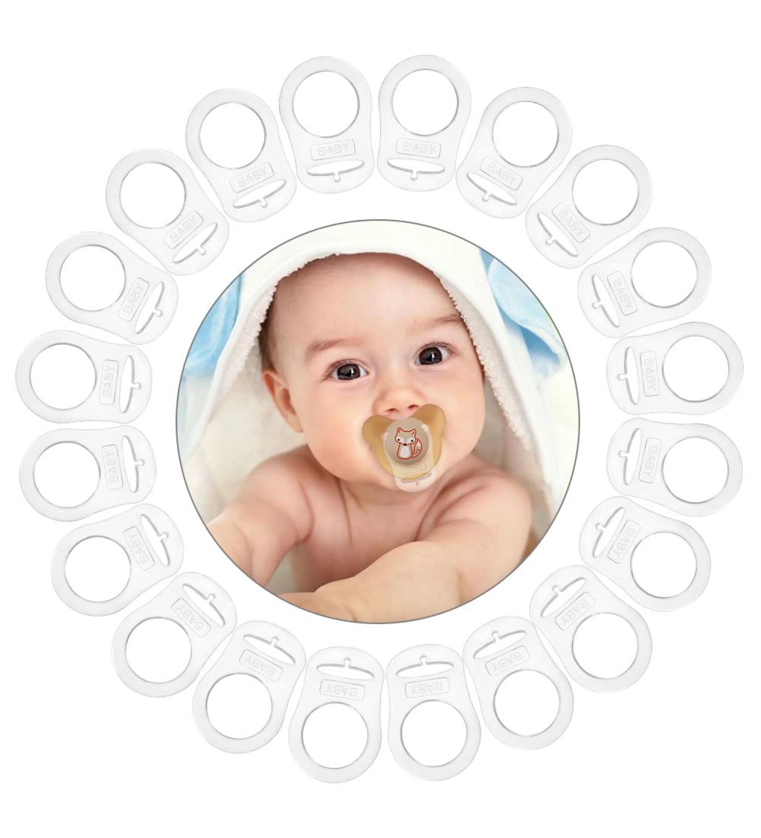 Vicloon 20 Pcs Silicone Baby Dummy Pacifier Holder Clip Adapter - Transparent/White - Buy Online on SooperMarket.com