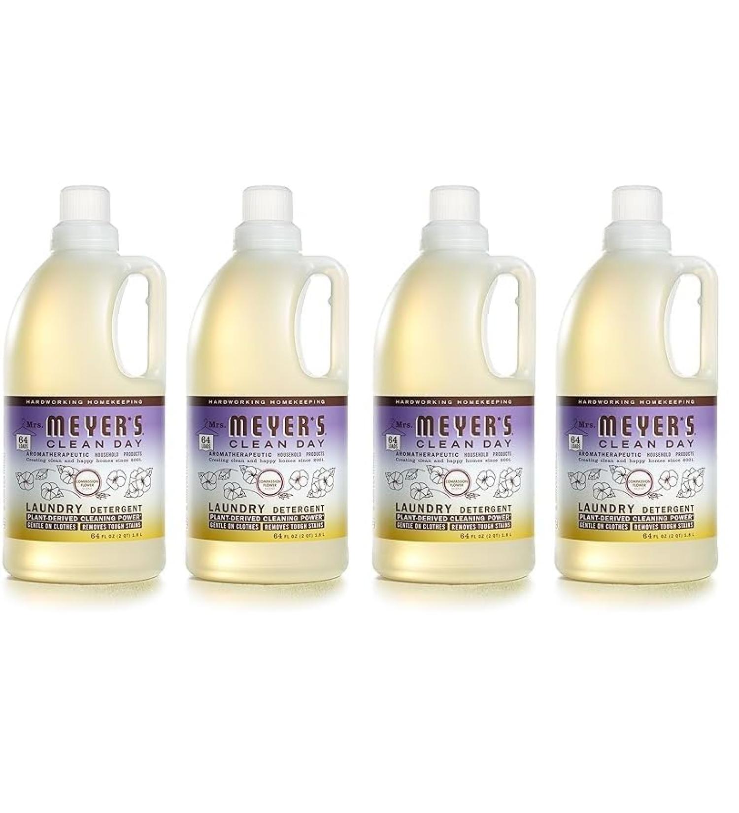 MRS. MEYER'S CLEAN DAY Biodegradable Liquid Laundry Detergent - Compassion Flower 64 oz (Pack of 4) | 128 Loads | Eco-Friendly & Essential Oil Infused - Buy Online on SooperMarket.com
