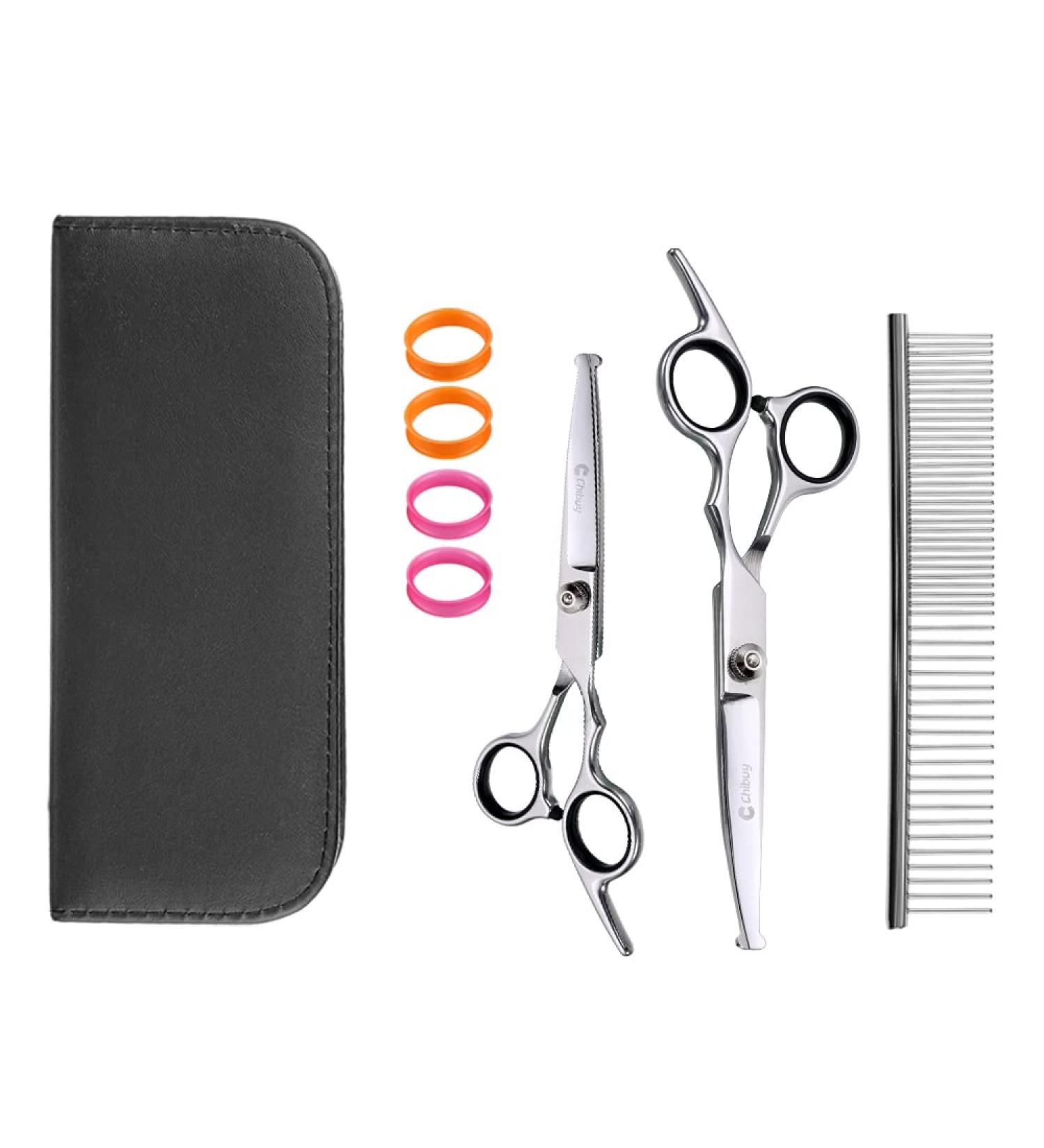 Professional Stainless Steel Dog & Cat Grooming Set - Round Tip Cups Scissors & Comb | 17x6.6x1.1 cm | International Shipping Available - Buy Online on SooperMarket.com