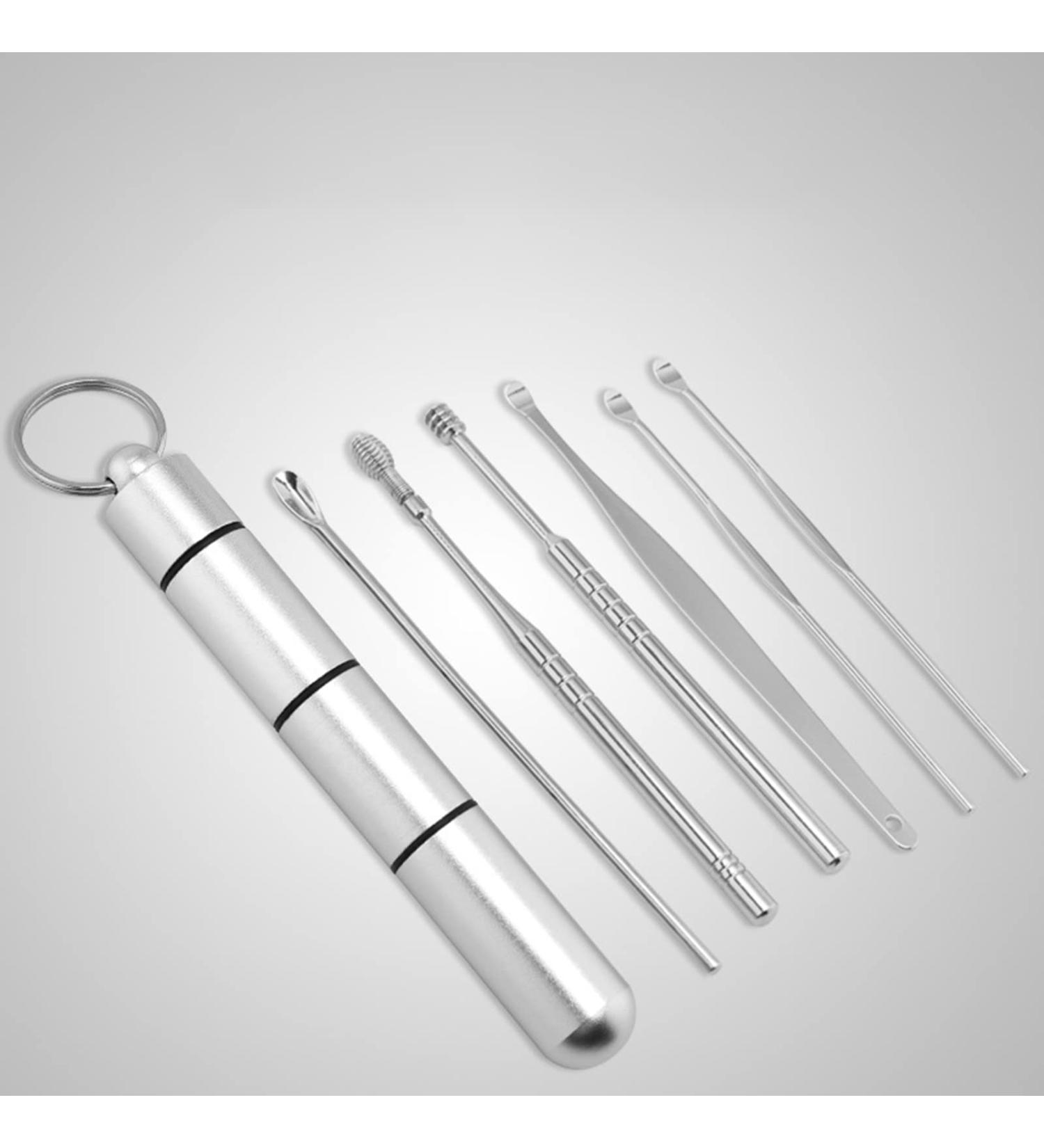 6pcs Stainless Steel Earwax Removal Kit | Ear Curette & Wax Remover Tool with Storage Bin - Buy Online on SooperMarket.com