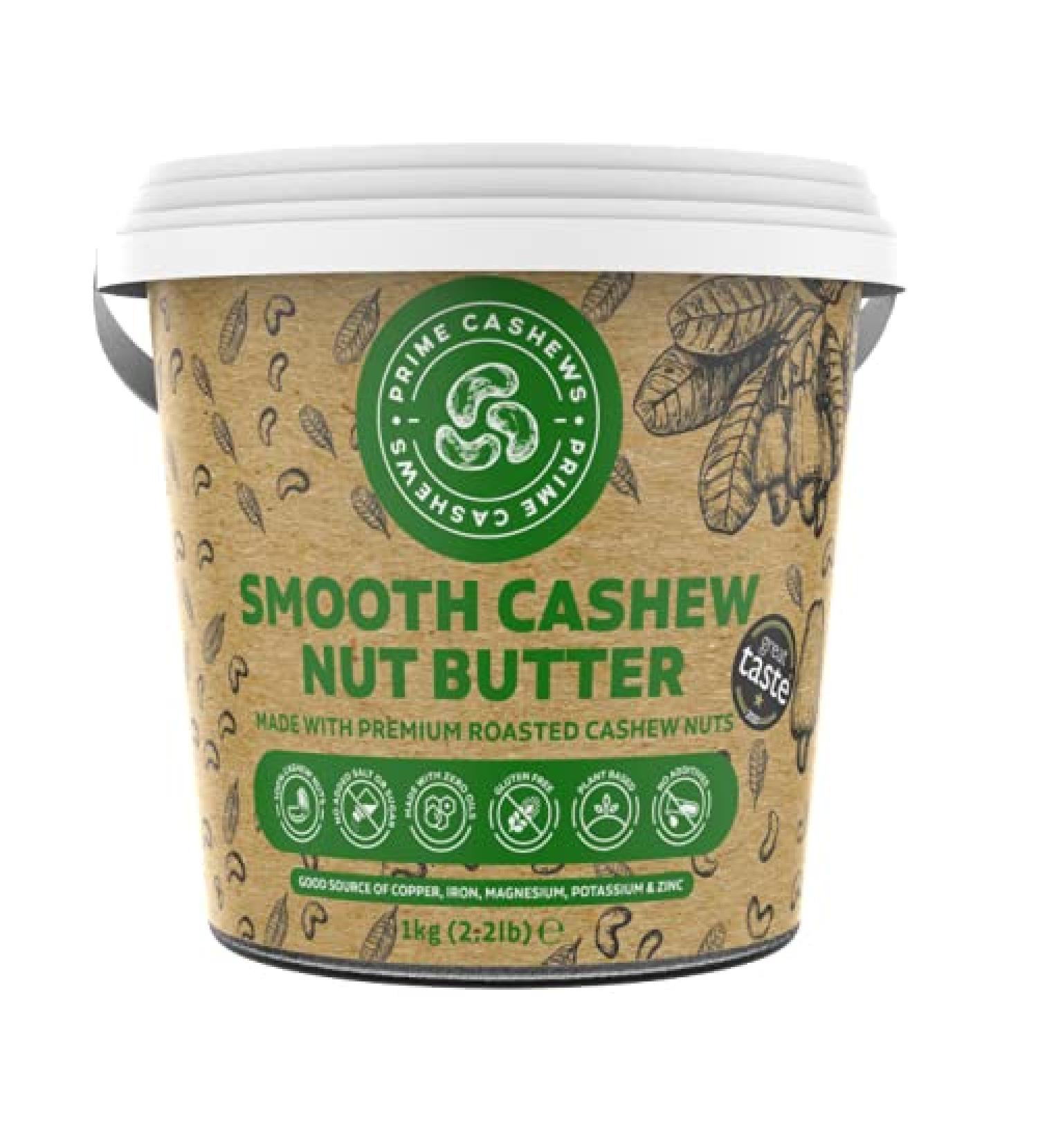 Prime Earth - Smooth Cashew Nut Butter - 1kg - Award Winning - Made With Premium Cashew Nuts - Free From Oil Salt & Sugar - Vegan Keto & Paleo Friendly - Produced in Small Batches - Made in the UK - Buy Online on SooperMarket.com