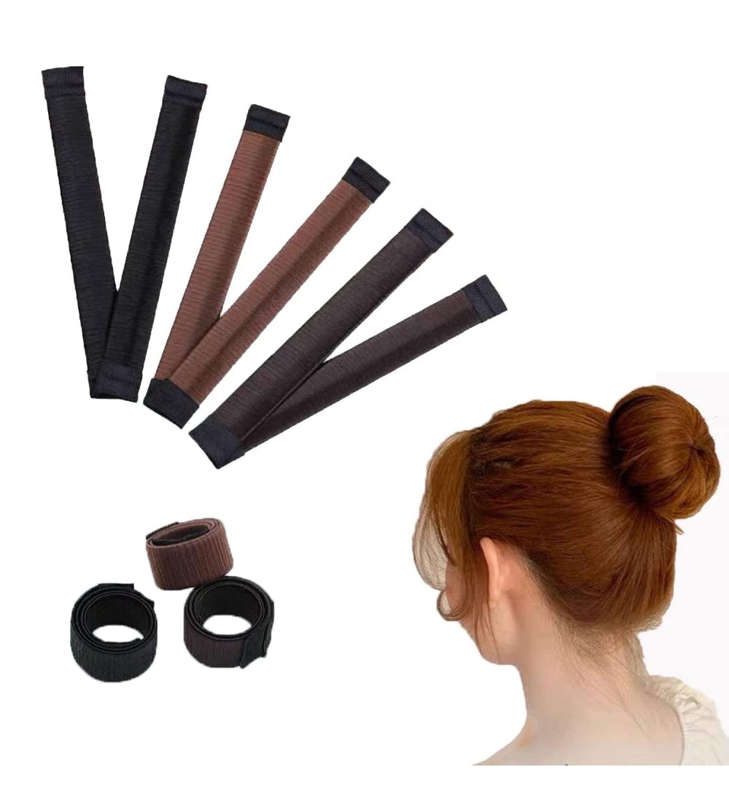 3-Piece Women's Hair Bun Maker Set - Ballerina Bun Shaper for Kids - French Donut Hair Fold Wrap Snap - (Light Brown, Brown, Black) - Buy Online on SooperMarket.com