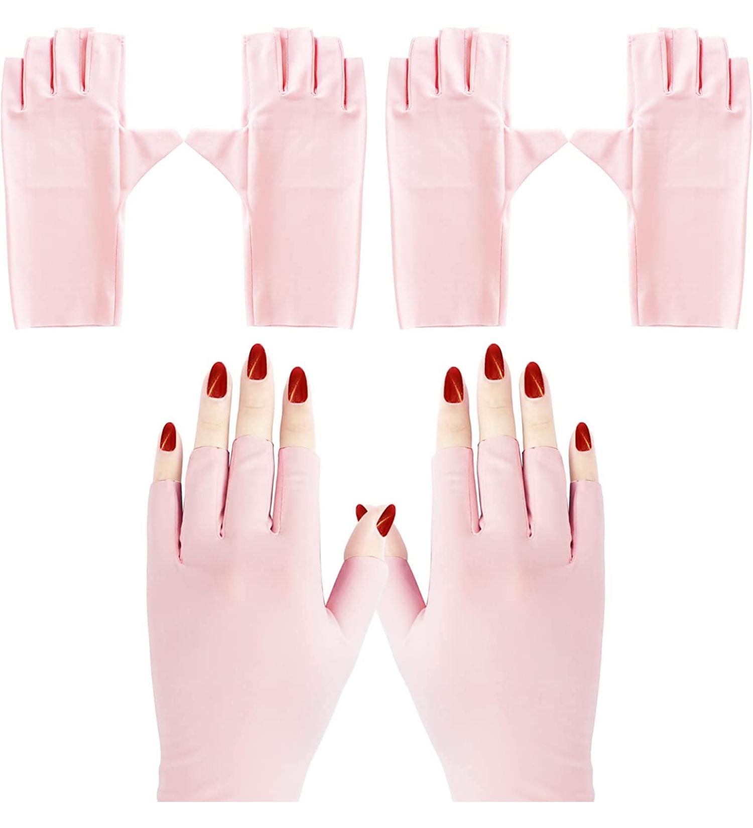 Classycoo 2 Pairs Anti UV Gloves for Gel Manicure Light Protection Gloves for Gel Nail Lamp Nail Art Fingerless UV Light Gloves Pink - Buy Online on SooperMarket.com