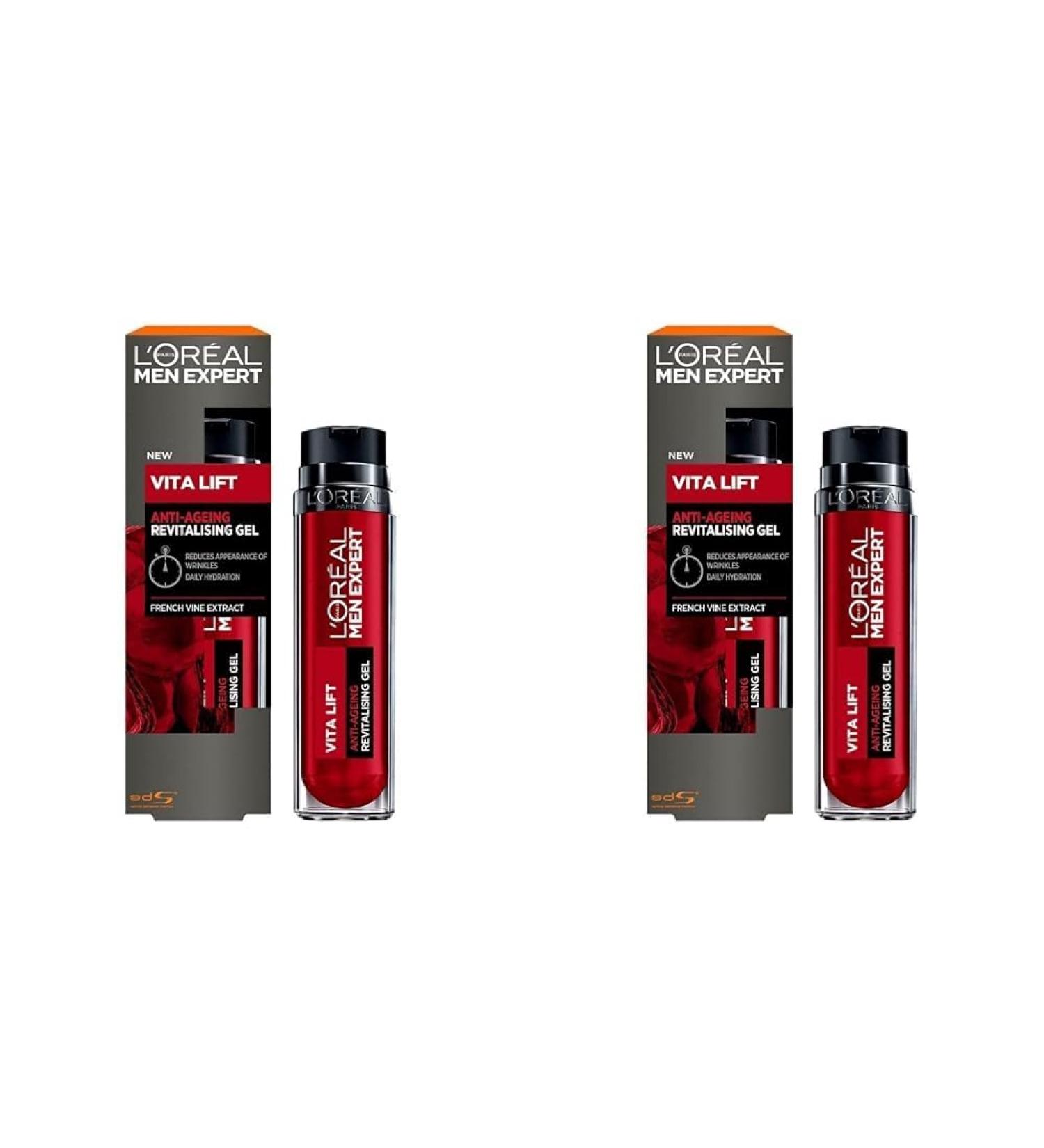 L'Or al Men Expert Vita Lift Anti Wrinkle and Hydrating Gel Moisturiser for Men 50 ml (Pack of 2) - Buy Online on SooperMarket.com