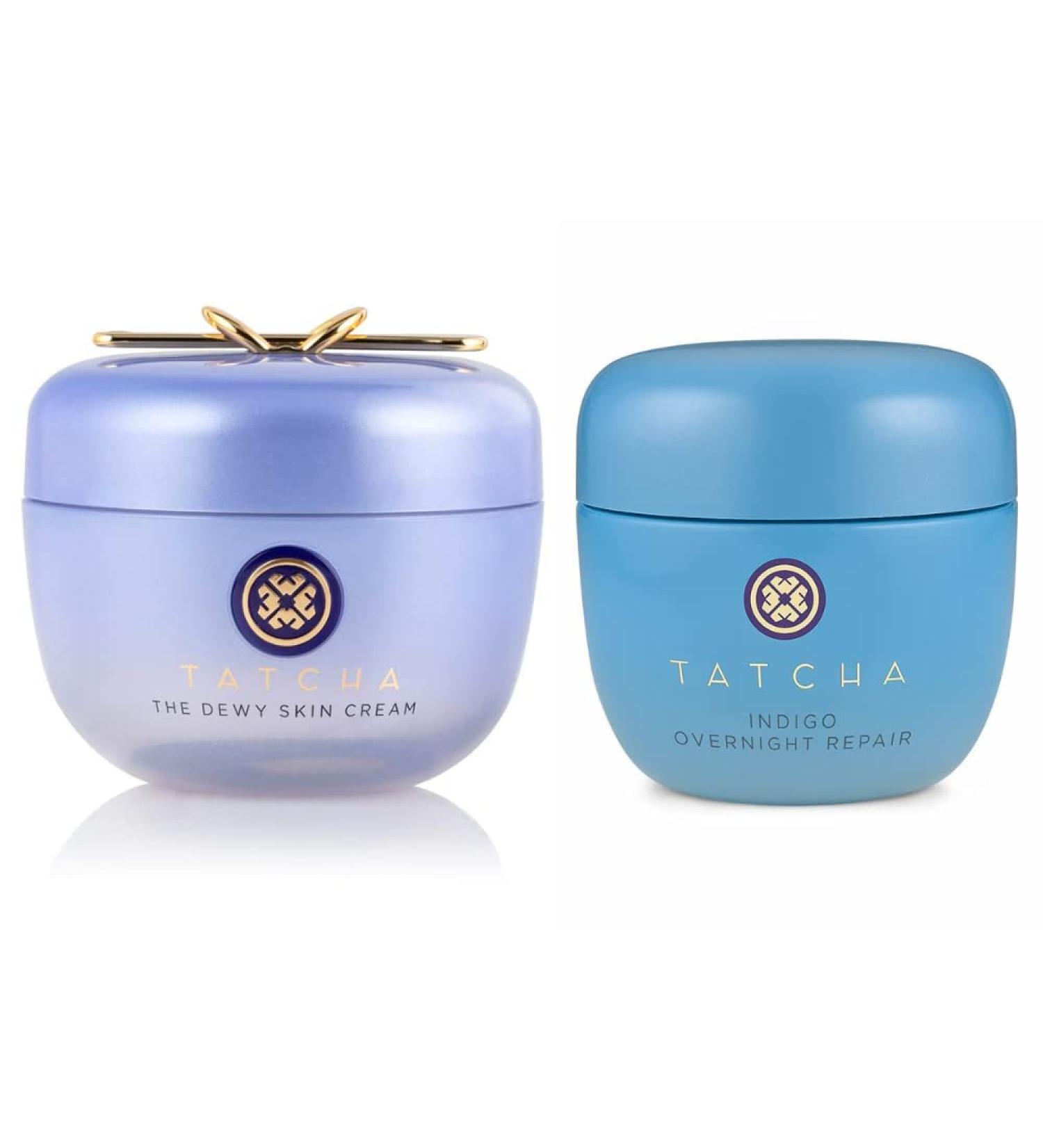 TATCHA Replenishing Nourishment Duo: Dewy Skin Cream & Indigo Overnight Repair Serum 1.7 oz - AM + PM - Buy Online on SooperMarket.com