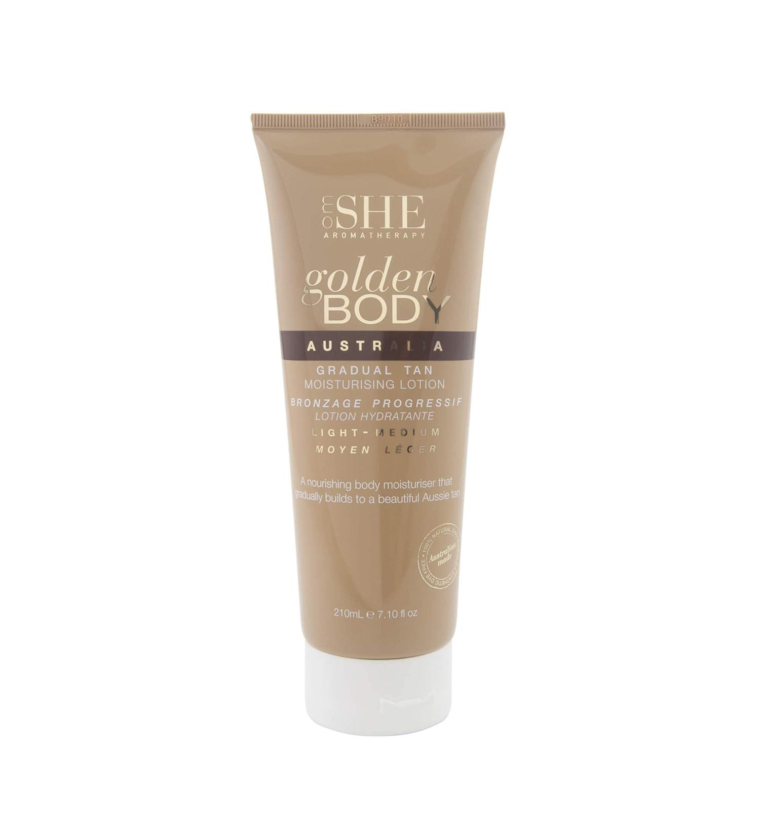 Om SHE Aromatherapy Golden Body Gradual Tan - Light to Medium Moisturising Lotion (Light to Medium)