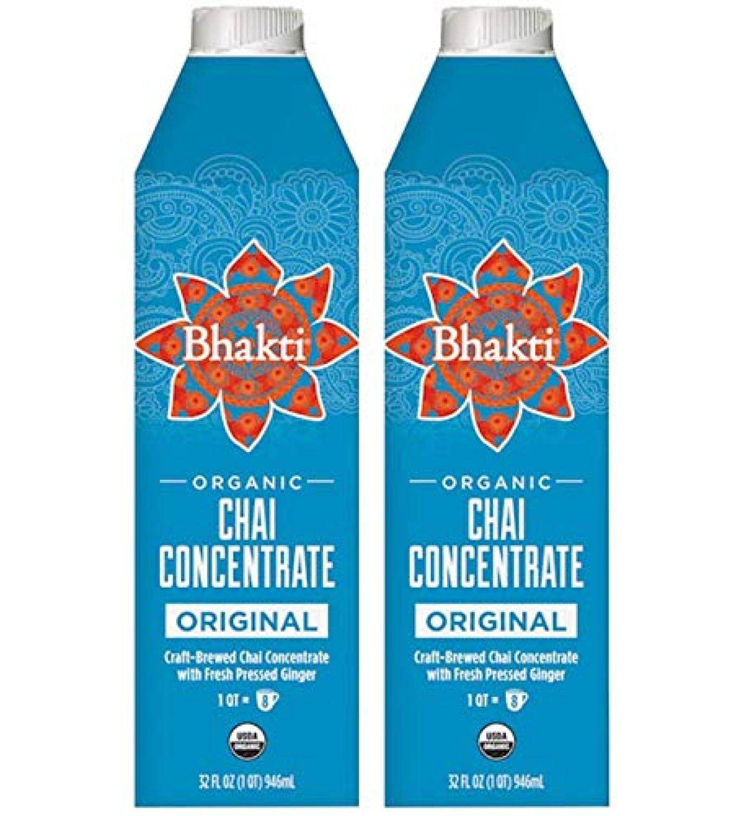 Bhakti Fair Trade Vegan Premium Chai Tea Concentrate 2-Pack - Original Flavor - 64 Fl Oz Total - Buy Online on SooperMarket.com