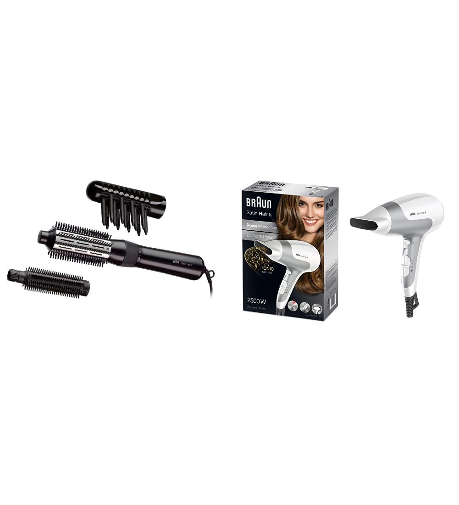 Buy Brown Satin Hair 3 Curl Brush & Satin Hair 5 Power Perfection Hair Dryer Bundle | Professional IONTEC Hair Care | Fast International Shipping - Buy Online on SooperMarket.com