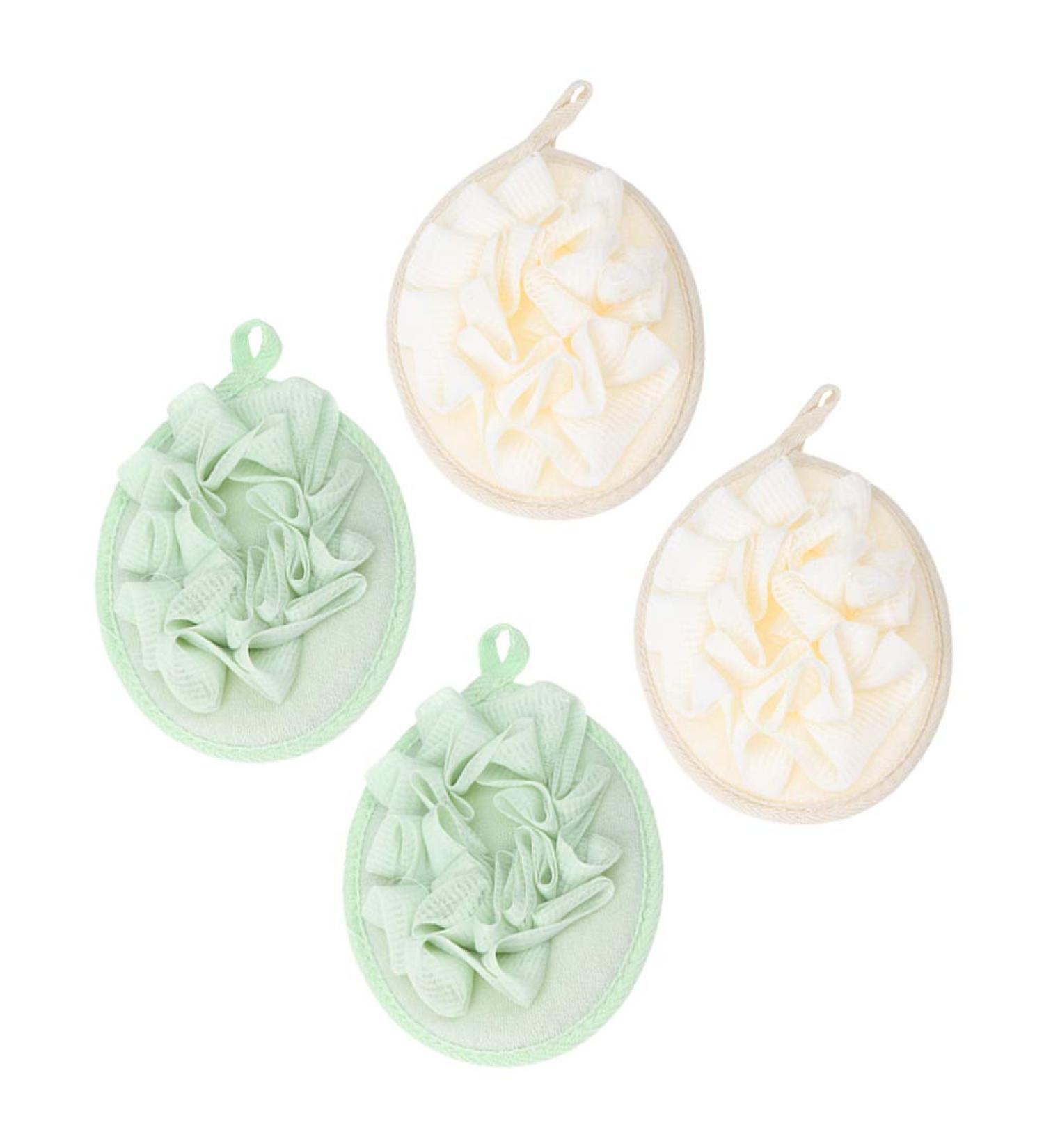 4pcs Pure Color Bath Flower Balls - Loofah Sponges & Body Brushes for Relaxing Showers | High-Quality PE Mesh Back Scrubber - Buy Online on SooperMarket.com