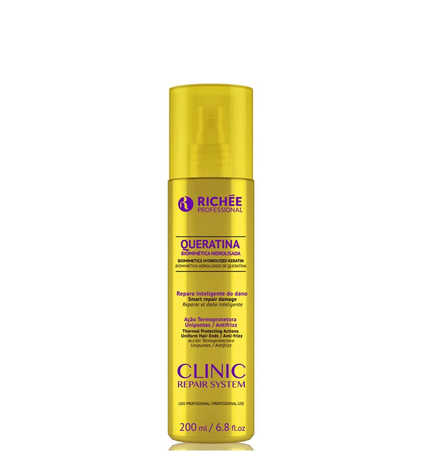 Rich e Professional | Queratina Clinic Repair System | Biomimetic Hydrolyzed Keratin Hair Spray | 200 ml / 6.8 fl.oz. Clinic Queratina