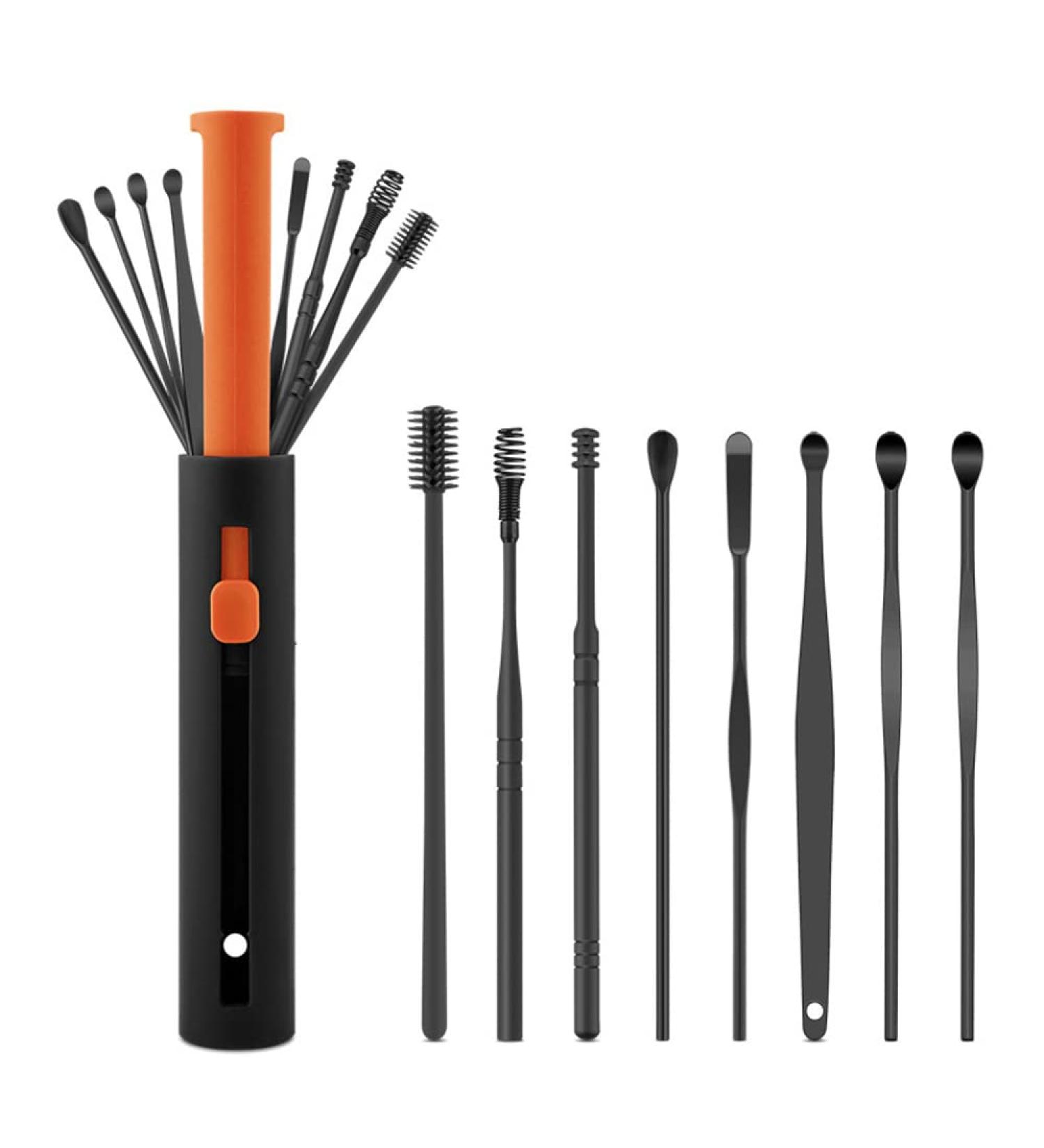 Ear Wax Cleaner Set - 8-Piece Earwax Removal Tool Kit in Orange - Buy Online on SooperMarket.com