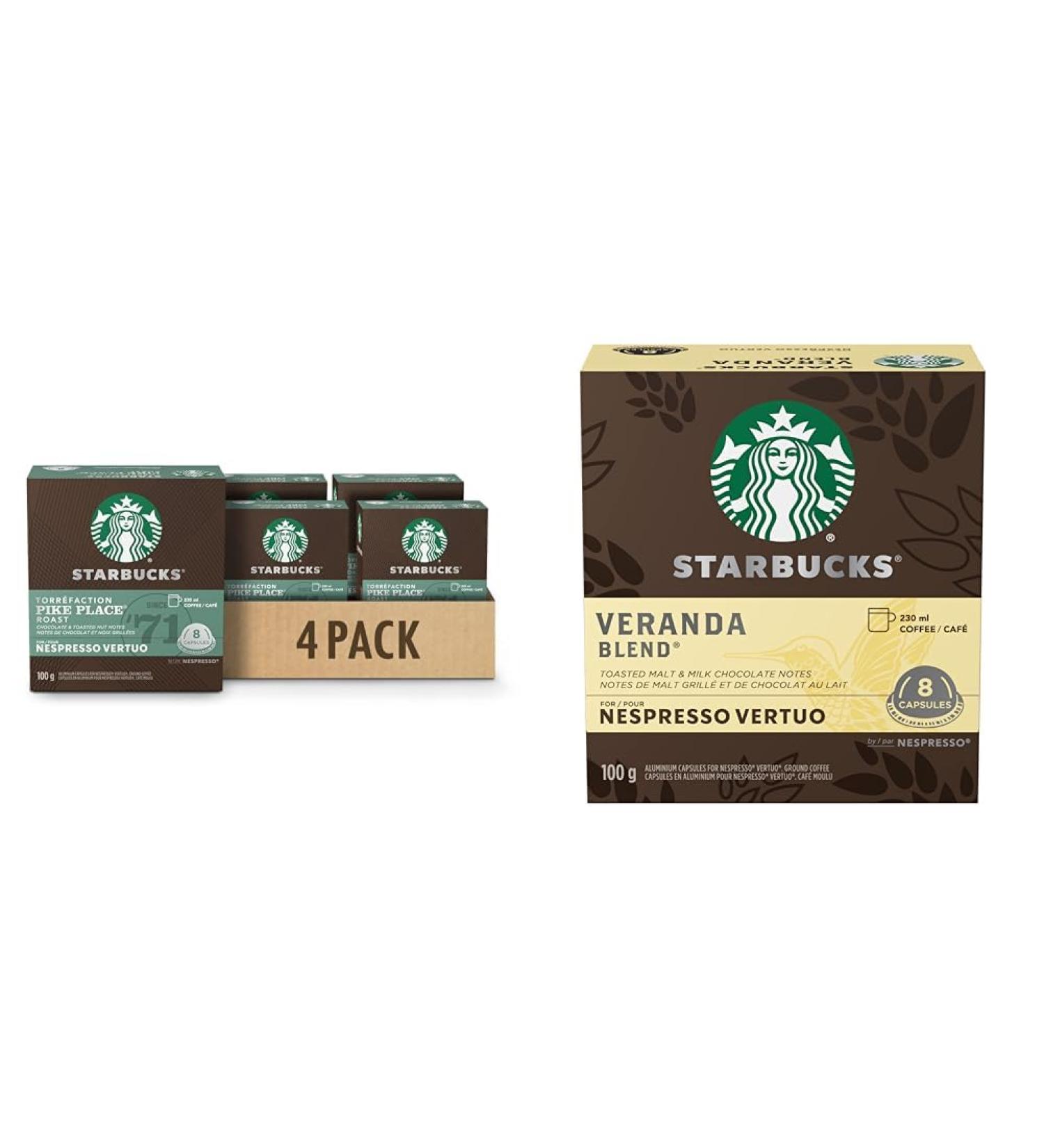 Starbucks By Nespresso Pike Place Roast Coffee Pods Medium Roast Nespresso Vertuo Line & by Nespresso Veranda Blend Blonde Roast Coffee Pods Nespresso Vertuo Line Coffee+Blonde Roast Coffee Pods - Buy Online on SooperMarket.com