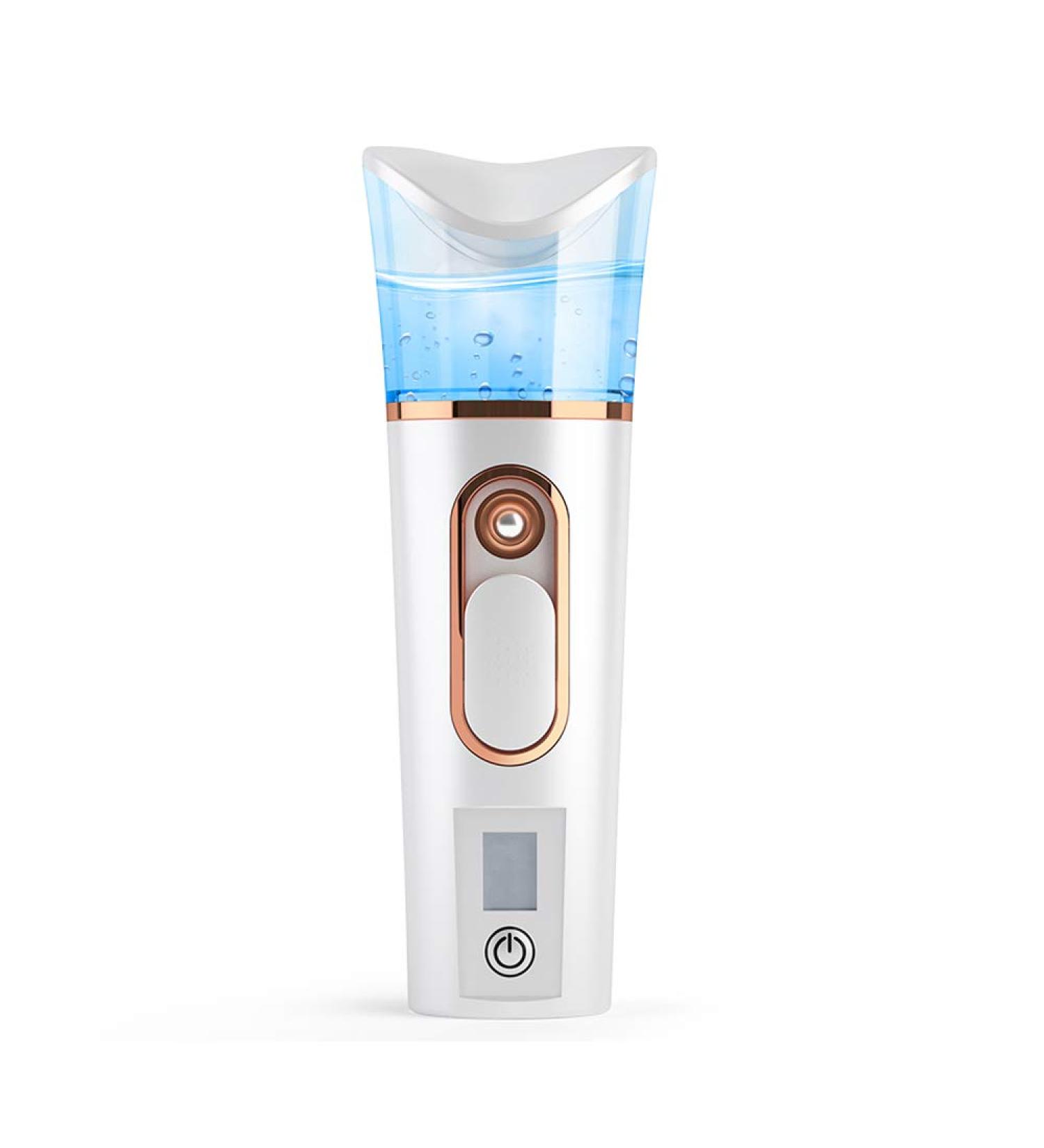 FATUXZ Handy Nano Mist Sprayer with Skin Analyzer Moisture Tester - Portable Facial Atomizer for Eyelash Extensions - Large Capacity Face Moisturizer for Hydration - Refreshing White - Buy Online on SooperMarket.com