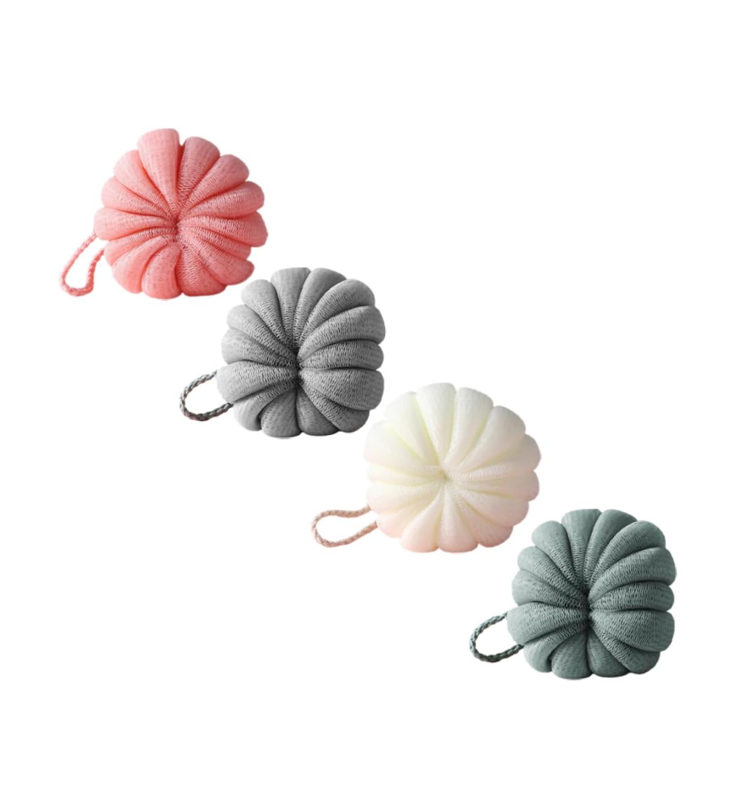 4pcs Pumpkin Bath Balls | Exfoliating Shower Sponges & Loofah Scrubber for Body Care - International Shipping Available - Buy Online on SooperMarket.com