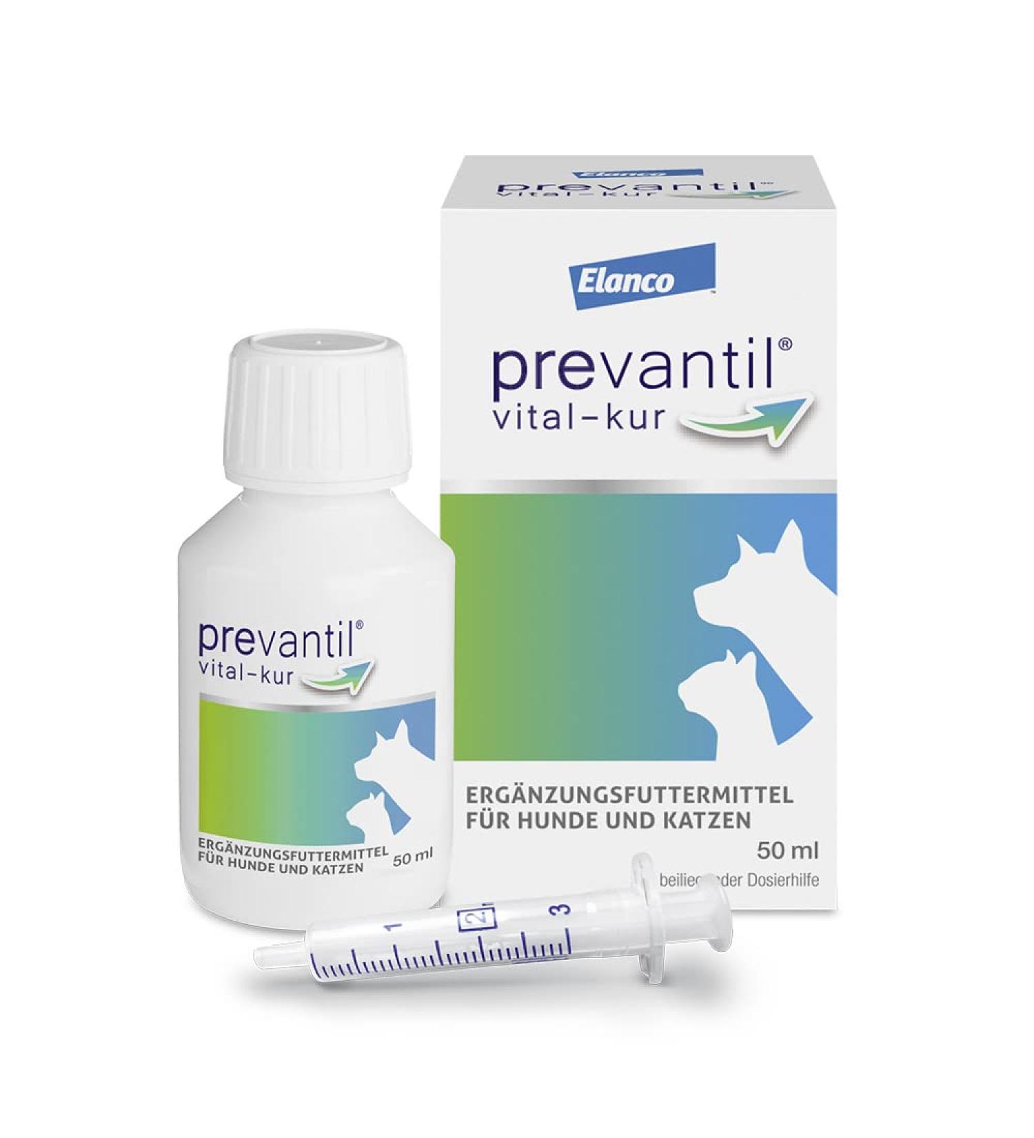Elanco PREVANTIL Vital Cure for Dogs & Cats | 50 ml Supplementary Feed with Cactus Fig Extract - Stress Relief & Practical Dosing Aid - Buy Online on SooperMarket.com